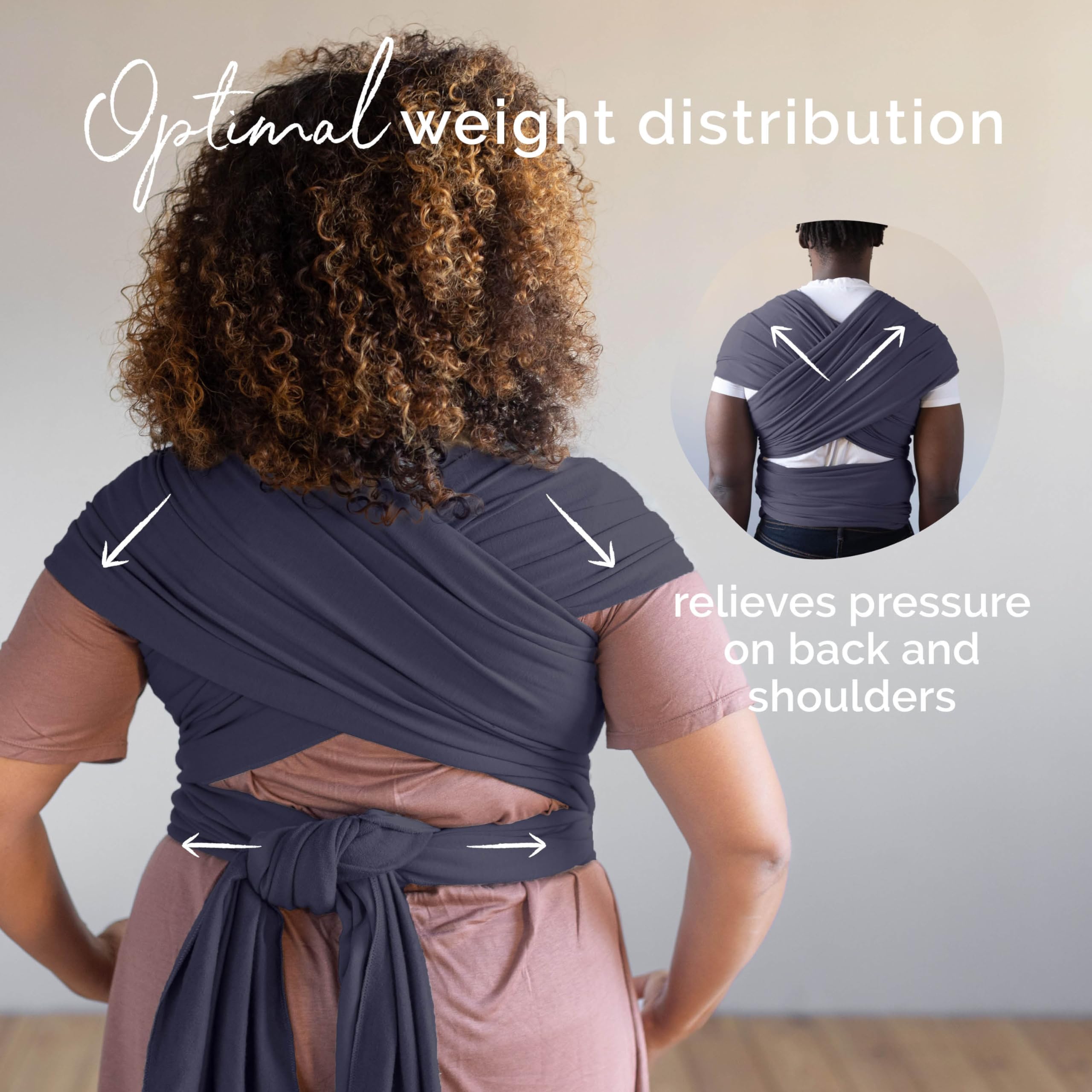 Organic Baby Wrap Carrier - Soft & Breathable Baby Sling for Newborn to Toddler (0-24 Months) - Hands-Free Infant Holder for Nursing, Shopping & Outdoor Activities - Dark Grey