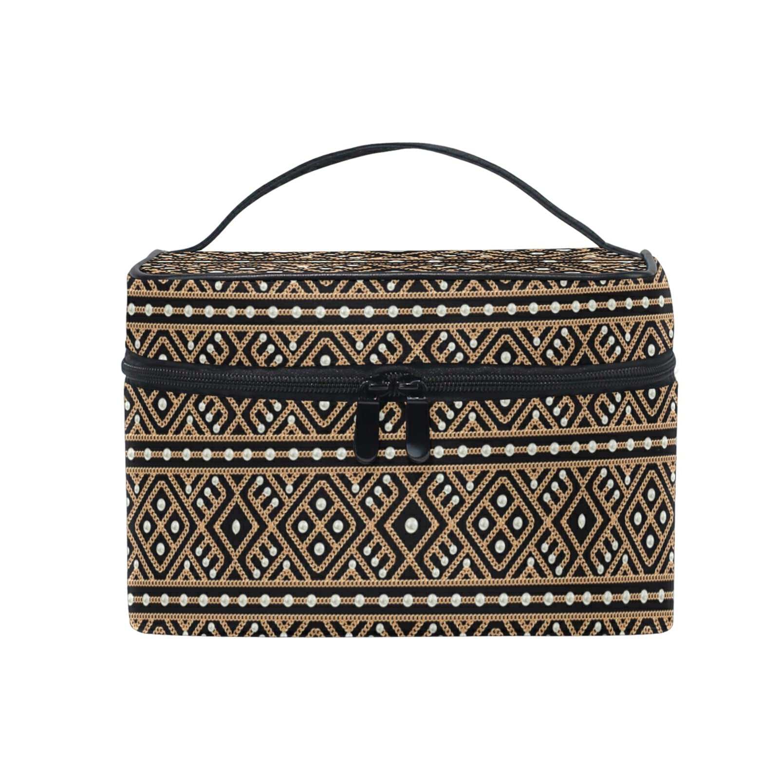 Vintage African Brown Makeup Bag for Women - Waterproof Cosmetic Organizer & Travel Toiletry Case - Perfect for Travel, Gym, and Daily Beauty Essentials