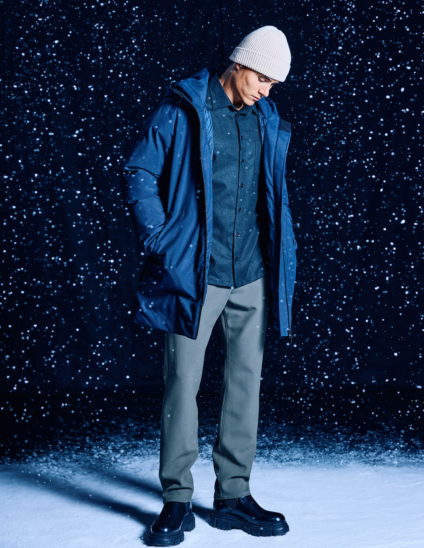 Men's Waterproof Utility Jacket - Dark Navy Blue Outdoor Workwear for Hiking, Camping & Everyday Wear
