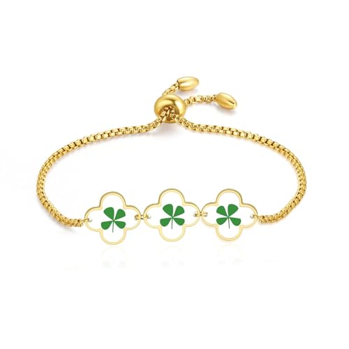 Lucky Four Leaf Clover Bracelet for Women - Irish Shamrock Charm St. Patrick's Day Jewelry | Green Good Luck Pendant | Perfect for St. Patrick's Day Gifts, Irish Heritage Celebration & Everyday Fashion Accessory