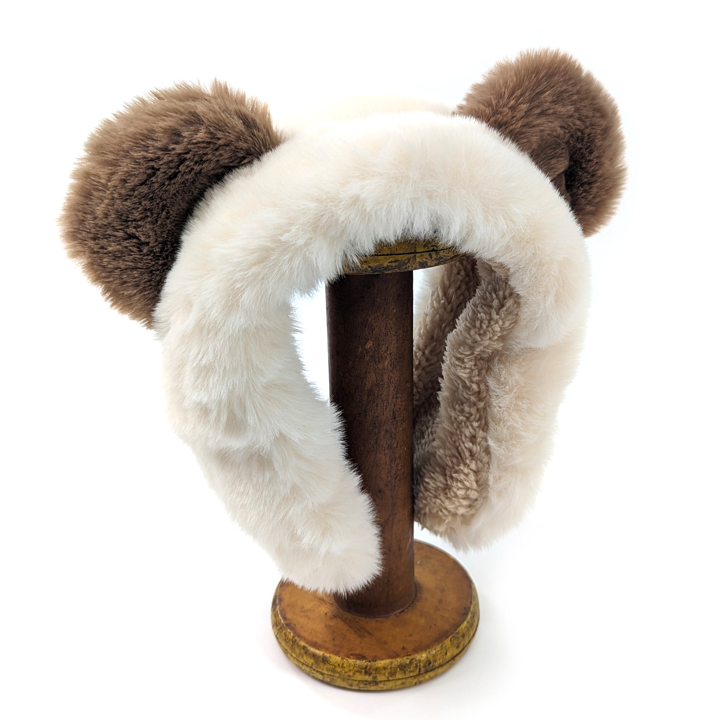 Bear Ear Headband Winter Warm Fleece Ear Muffs for Women & Girls - Soft Cream Knit Headband for Cold Weather, Outdoor Activities, and Fashion Accessories