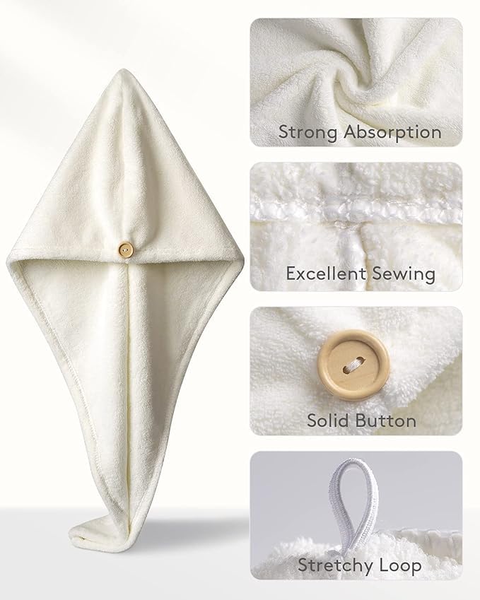 Soheta Quick Drying Microfiber Hair Towel Wrap for Women - Super Absorbent Hair Turban with Elastic Loop for Secure Tying (Pack of 1) - Perfect for Post-Shower, Swimming, Salon Styling & Travel