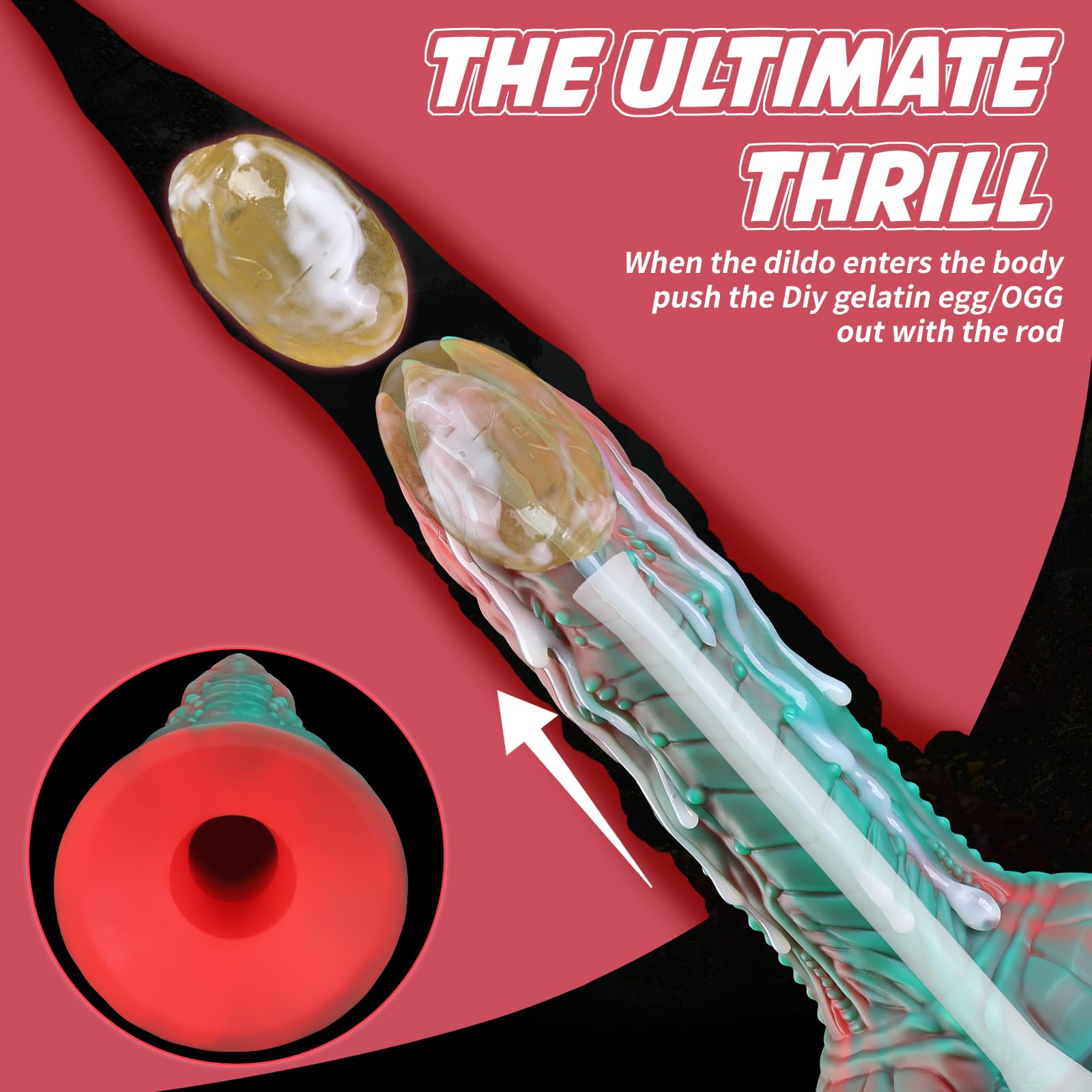 6.7 Inch Realistic Silicone Dildo with Strong Suction Cup - Nothosaur Audrey II Ovipositor Egg-Laying Sex Toy for Anal Play & Fantasy Roleplay | Perfect for BDSM, Adult Collection & Sensory Exploration