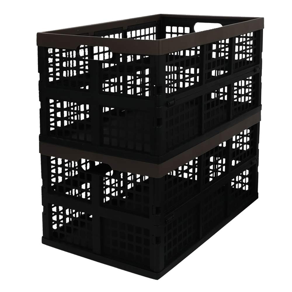 Morcte 3-Pack 42L Plastic Collapsible Storage Crates | Stackable Foldable Bins for Home Organization | Perfect for Closet, Pantry, Laundry & Garage Storage