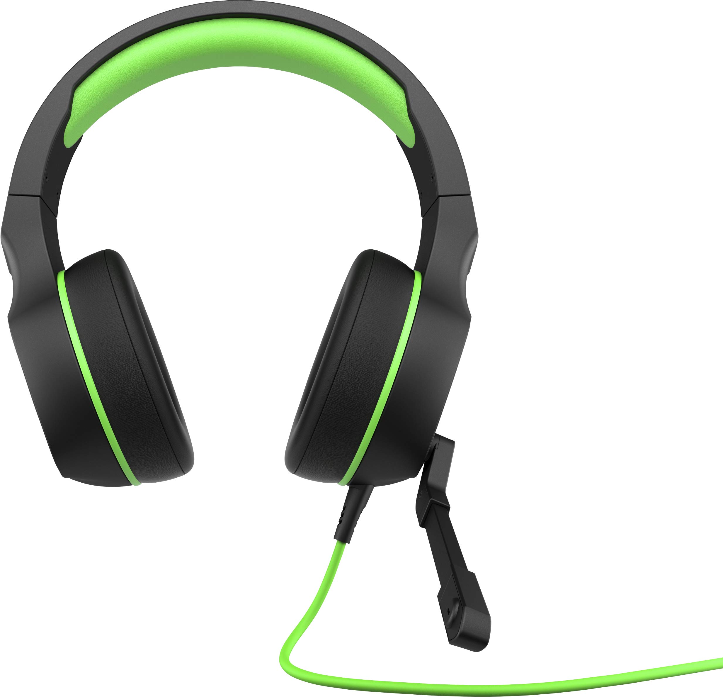 HP Pavilion Gaming 400 Headset with In-line Controls, Foldable Mic & Soft Leatherette Ear Cushions - Compatible with PS4, PS5, Xbox Series X/S - Black/Green - Perfect for PC Gaming, Console Play & Online Chat