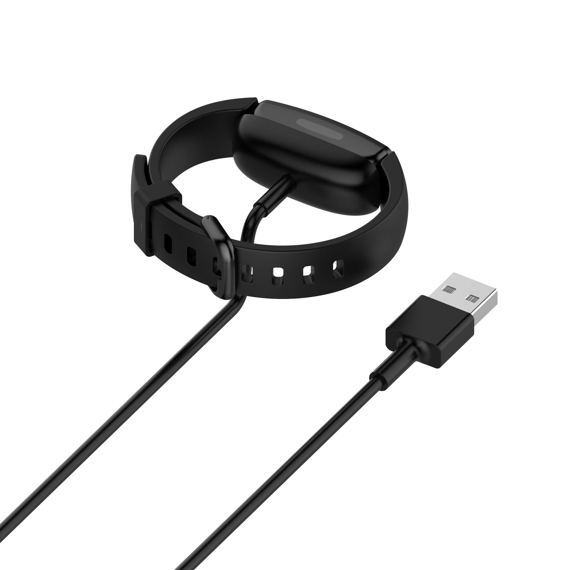 Fitbit Inspire 2 & Inspire 2 HR Charger - 3.3ft/100cm USB Charging Cable with Sync Base - Replacement Charger for Fitness Tracker (Black) | Perfect for Home, Office & Travel Use