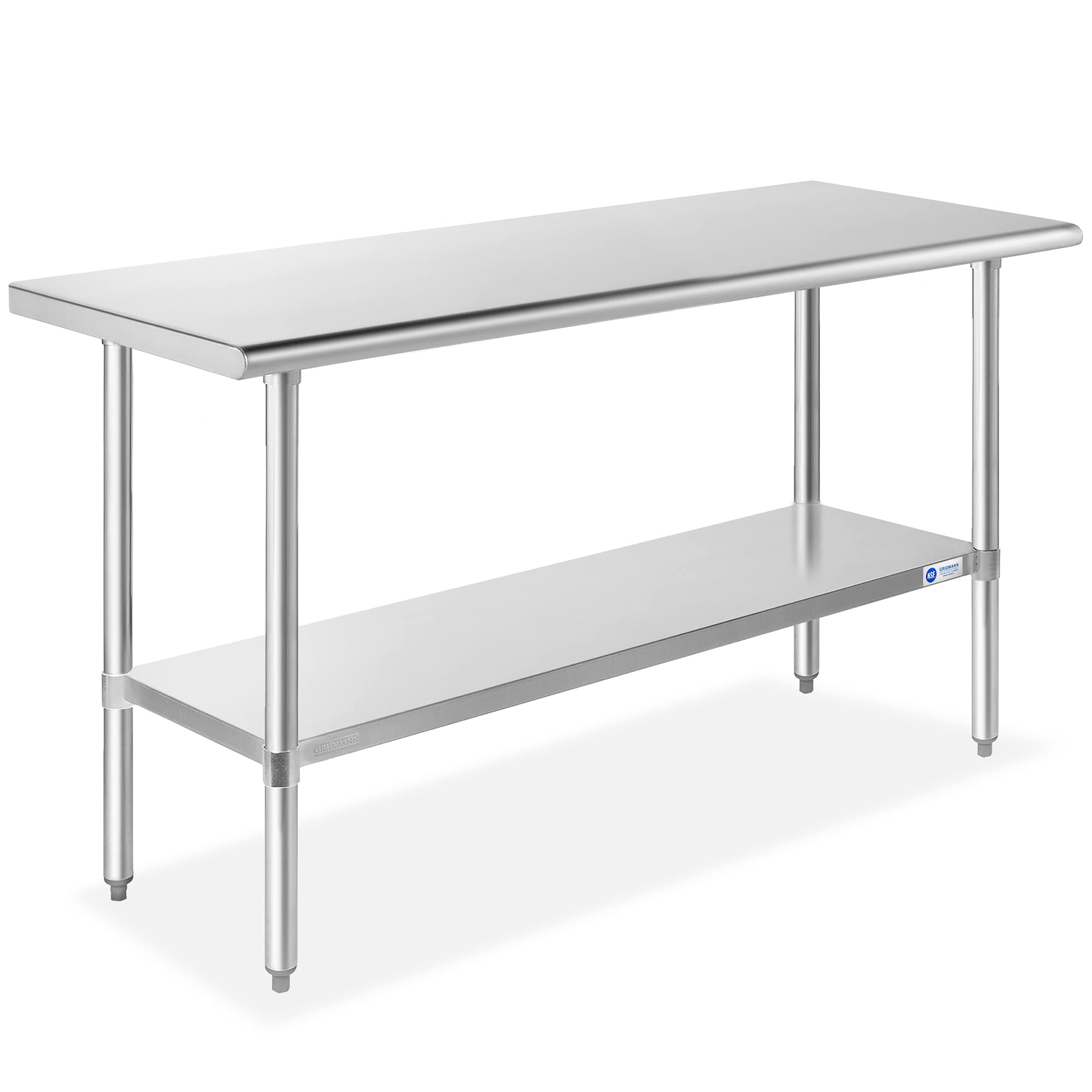 GRIDMANN 60 x 24 Inch NSF Certified Stainless Steel Work Table - Commercial Kitchen Prep Table with Undershelf for Restaurant, Bakery & Home Use - Perfect for Food Prep, Cooking & Baking