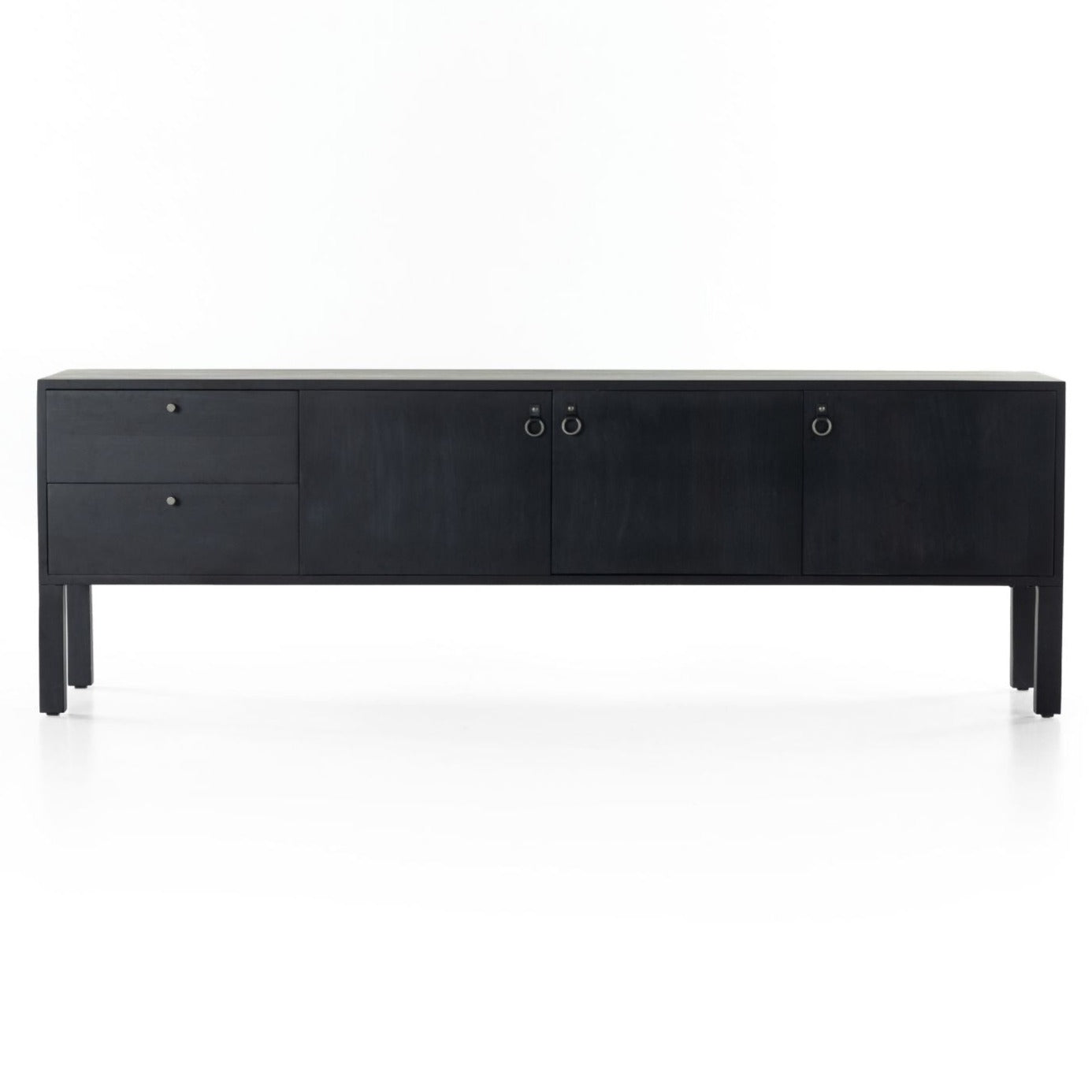 Black Entertainment Center 80x19x26h - Modern TV Stand for Living Room, Bedroom & Home Theater Setup