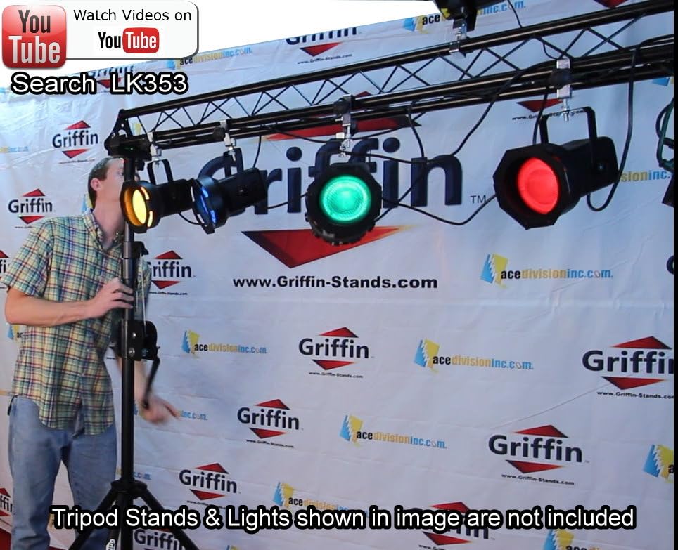 GRIFFIN DJ Triangle Truss Extension Lighting System - Speaker Stand Mountable Truss Kit for Stage Lighting, Smoke Machines & Dance Can Lights with C-Clamp Brackets & Hardware - Perfect for Nightclubs, Concerts & Event Stages