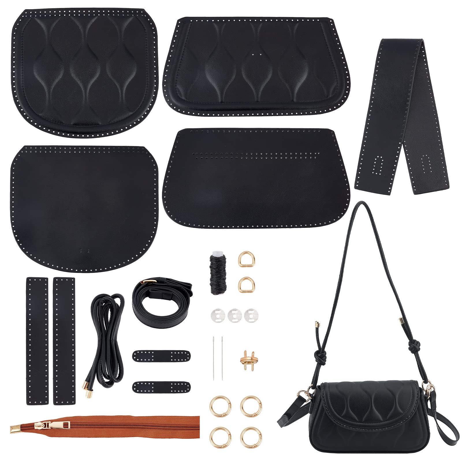 WADORN 26pcs DIY Handmade Shoulder Bag Making Kit - PU Leather Crossbody Bag Craft Set with Stitching Materials (9.4×5.1 Inch) for Fashion Accessories & Gift Projects