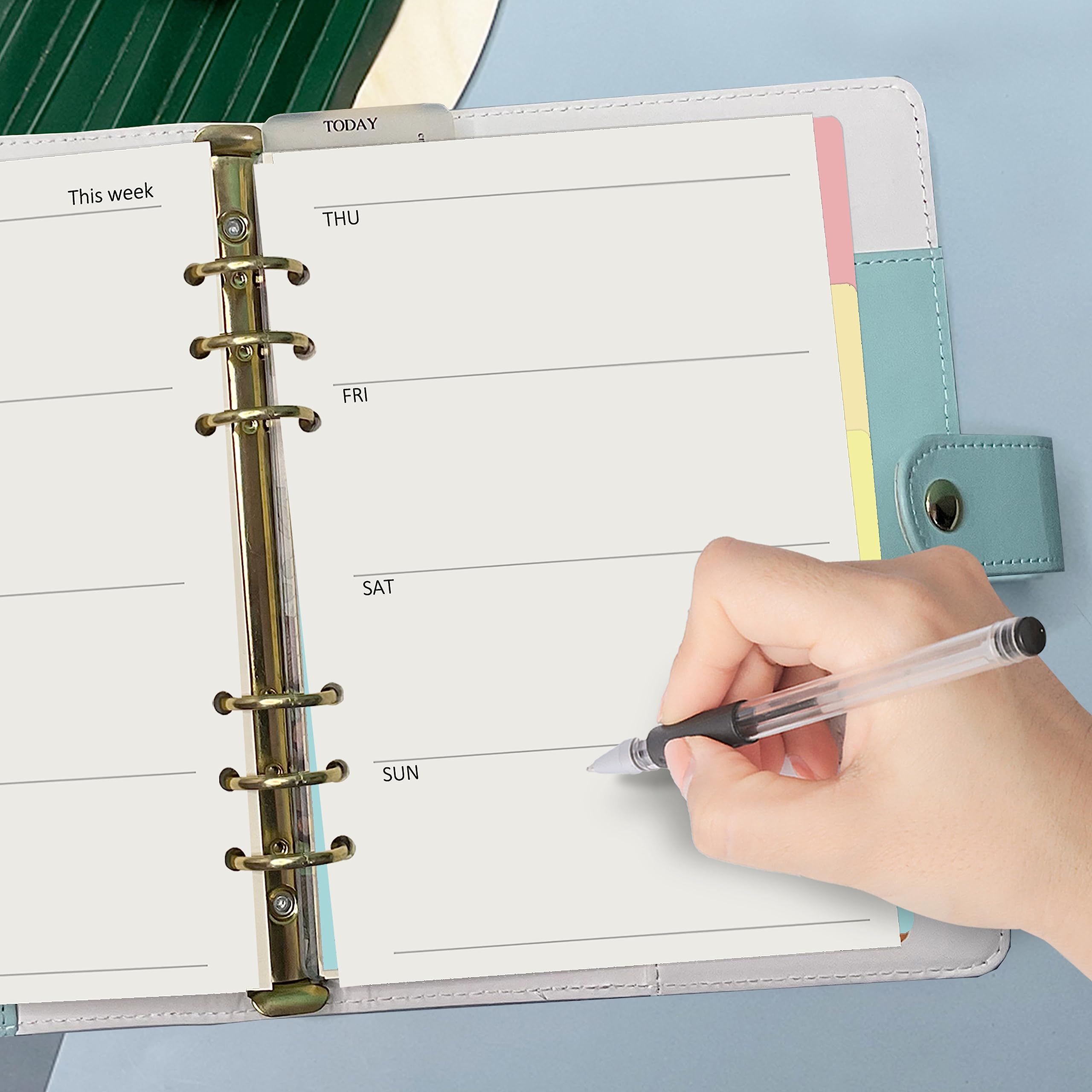 Harphia A5 6-Hole Binder Refill Set - 90 Sheets Weekly Planner Paper with Stickers & Dividers | Hole-Punched Refillable Notebook Inserts for A5 Binders | Perfect for Office, School, and Personal Organization