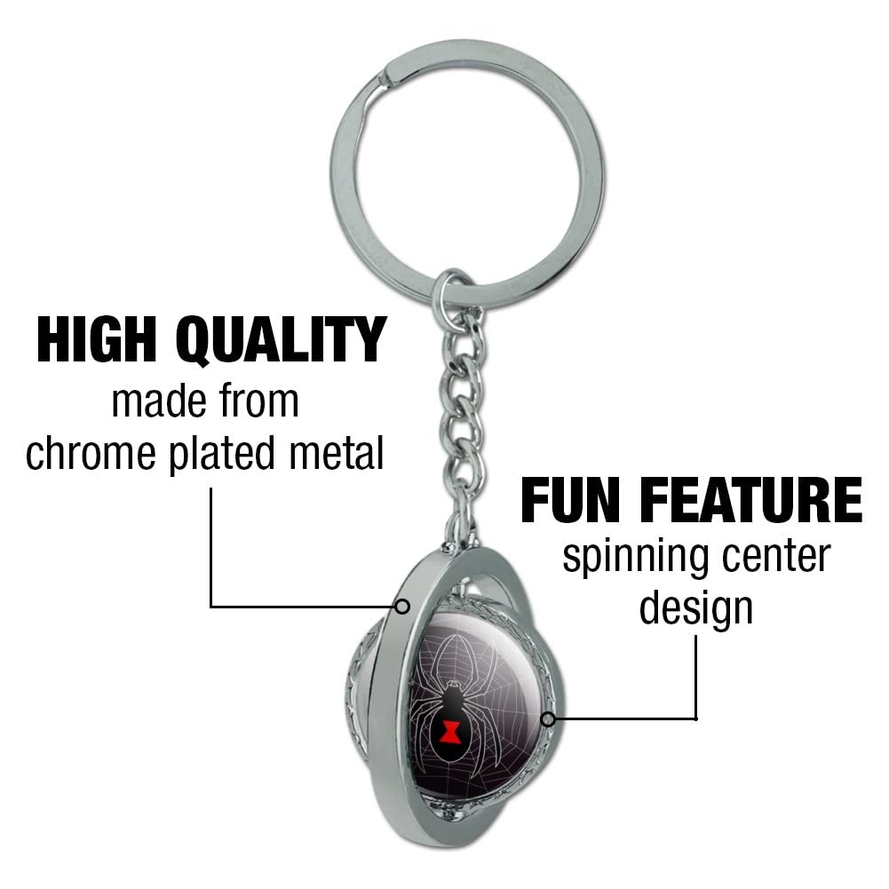 Black Spider on Web Spinning Keychain - Chrome Plated Metal Halloween Accessory for Keys, Bags & Costumes | Perfect for Halloween Decor & Gifts