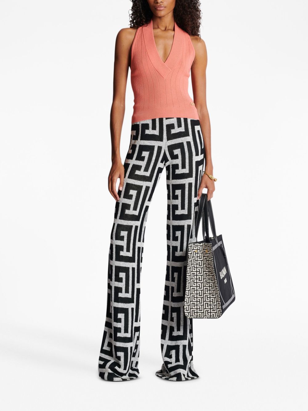 Balmain Black Trousers for Women - High Waist Slim Fit Dress Pants for Work, Office & Evening Wear