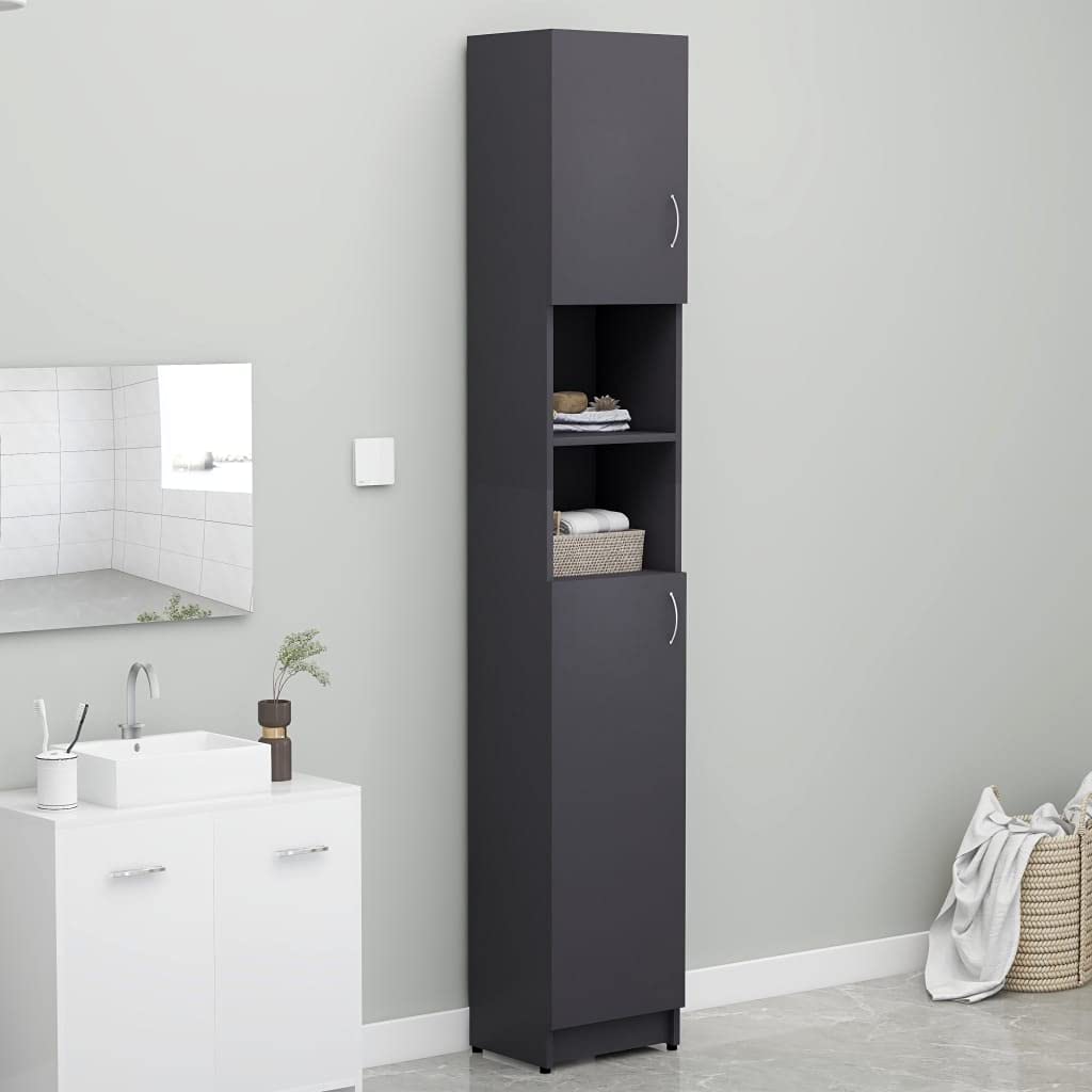 Modern Minimalist Bathroom Storage Cabinet with Open Shelf & Closed Compartment - 12.6