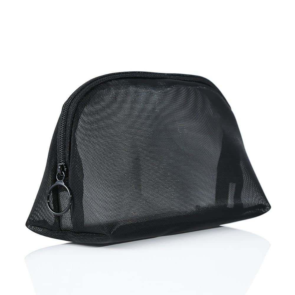 HUOFU Mesh Zipper Pouch - Waterproof Makeup Bag for Travel, Cosmetic Organizer Case with Clear Window, Toiletry Storage Pouch for Women - Perfect for Gym, Vacation & Daily Essentials Organization