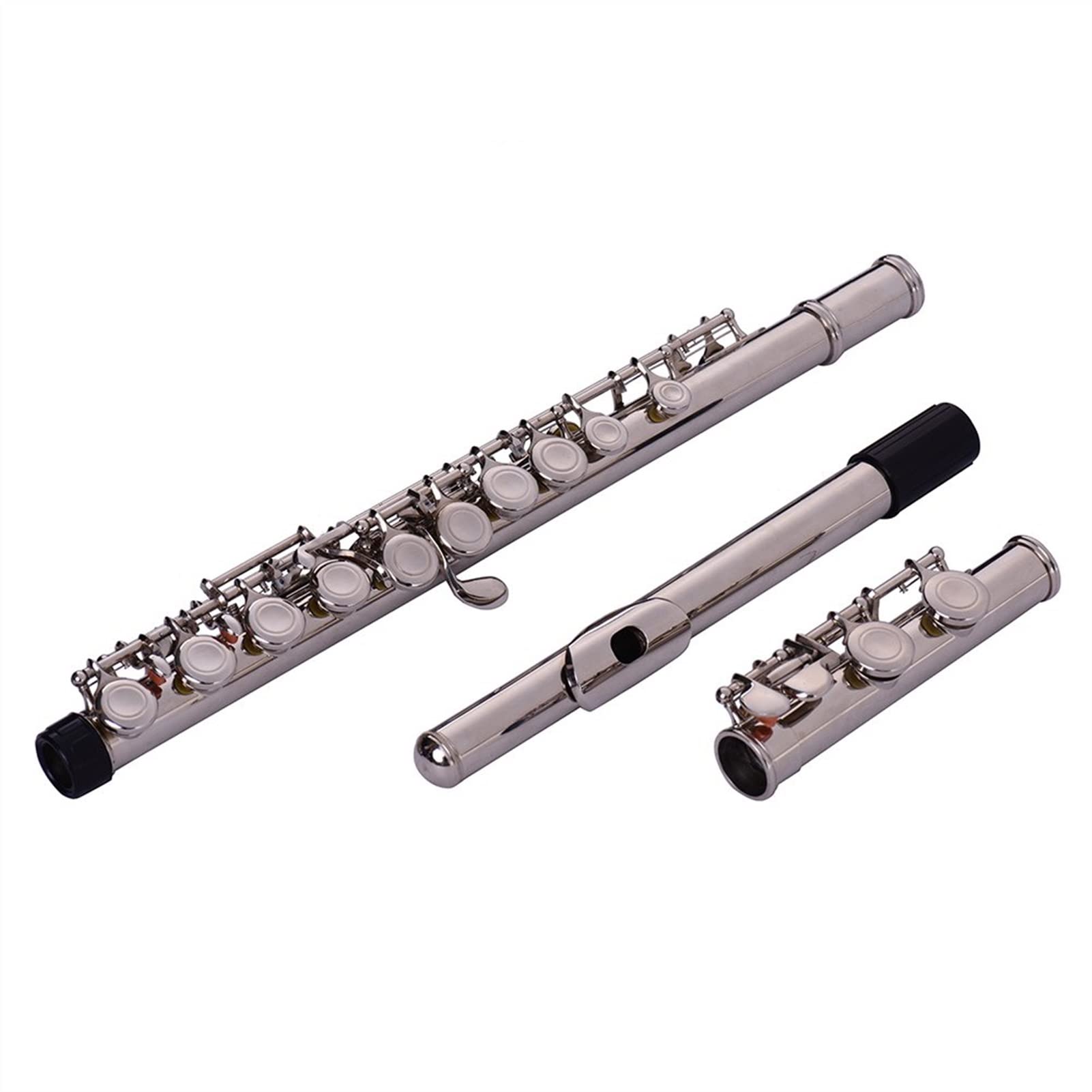 16-Hole Cupronickel Silver Plated Flute with Cleaning Kit - Professional Woodwind Instrument for Beginners & Musicians - Perfect for Band Practice, Performances & Music Lessons