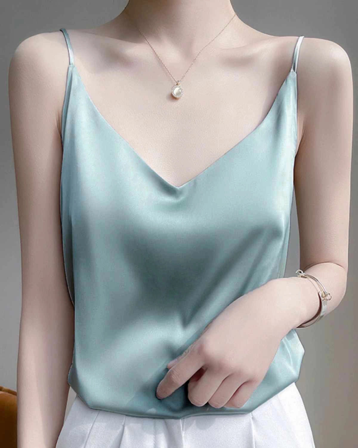 Luxury Spaghetti Strap Silk Camisole for Women - Soft Satin Nightgown & Loungewear - Perfect for Sleepwear, Date Nights & Summer Outfits