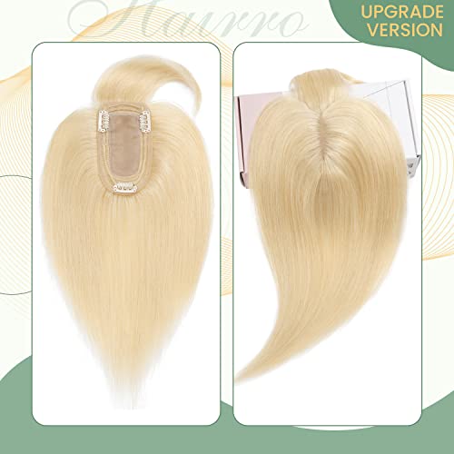 Clip in Human Hair Topper with Silk Base - Natural Looking Hairpiece for Thinning Hair - Perfect for Daily Wear, Special Occasions & Styling