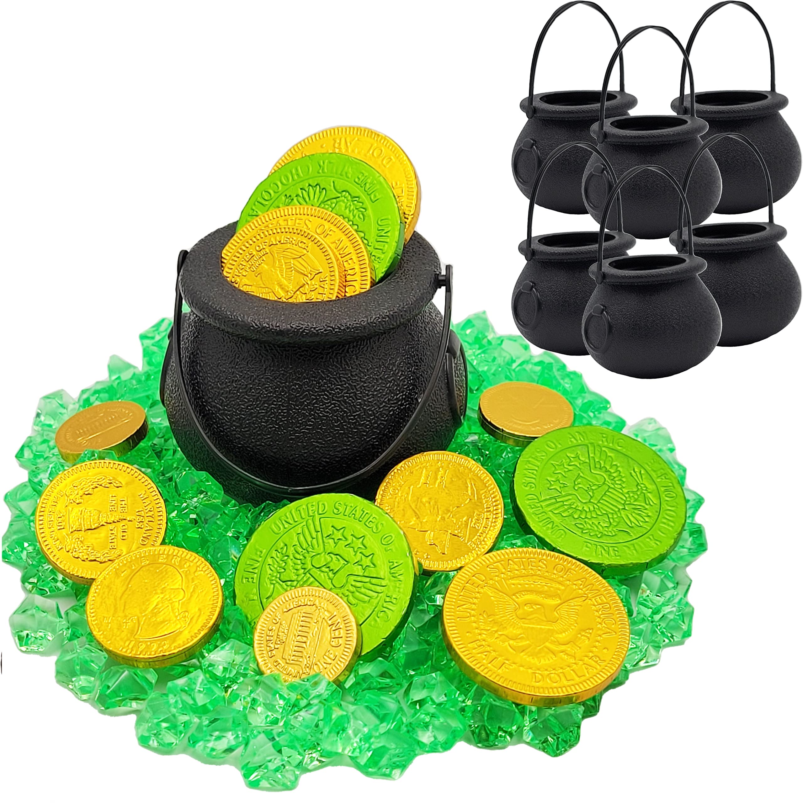 Black Candy Cauldron Kettles - 6-Pack Mini Witch Cauldrons for Halloween Party Decor, St. Patrick's Day Favors & Candy Buckets - Perfect for Trick-or-Treat, Themed Parties & Home Decor (3 Inches)