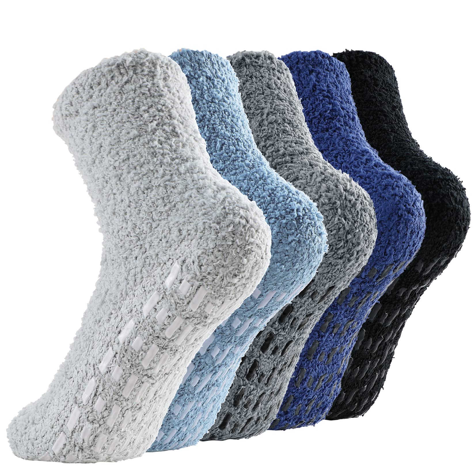 Century Star Non-Slip Fuzzy Socks for Men - Warm Winter Grip Slipper Socks with Fluffy Interior - Cozy Hospital, Sleeping & Christmas Gift Socks for Home, Travel and Relaxation