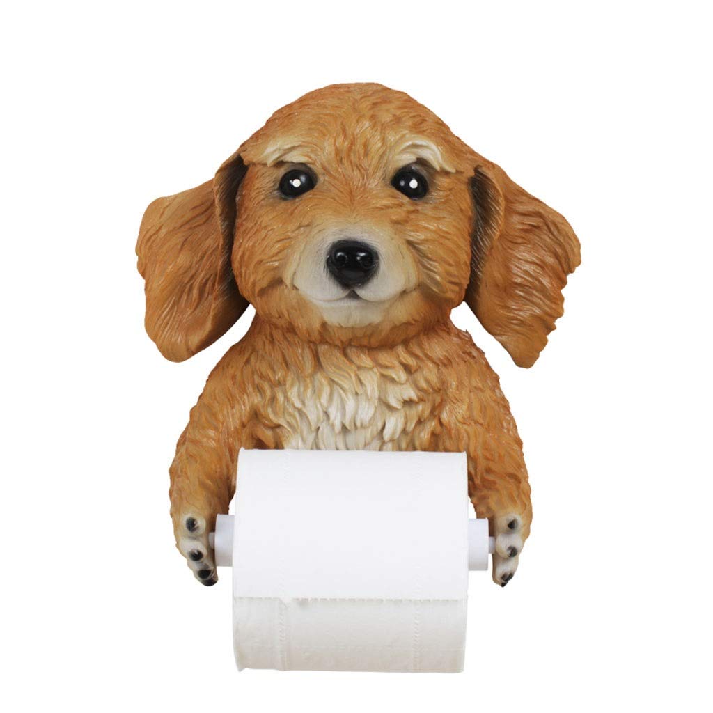 Cute Dog Toilet Paper Holder - Creative Wall-Mounted Bathroom Paper Towel Rack, Waterproof Household Roll Paper Box (Brown) - Perfect for Bathroom, Kitchen & Pet-Friendly Home Decor