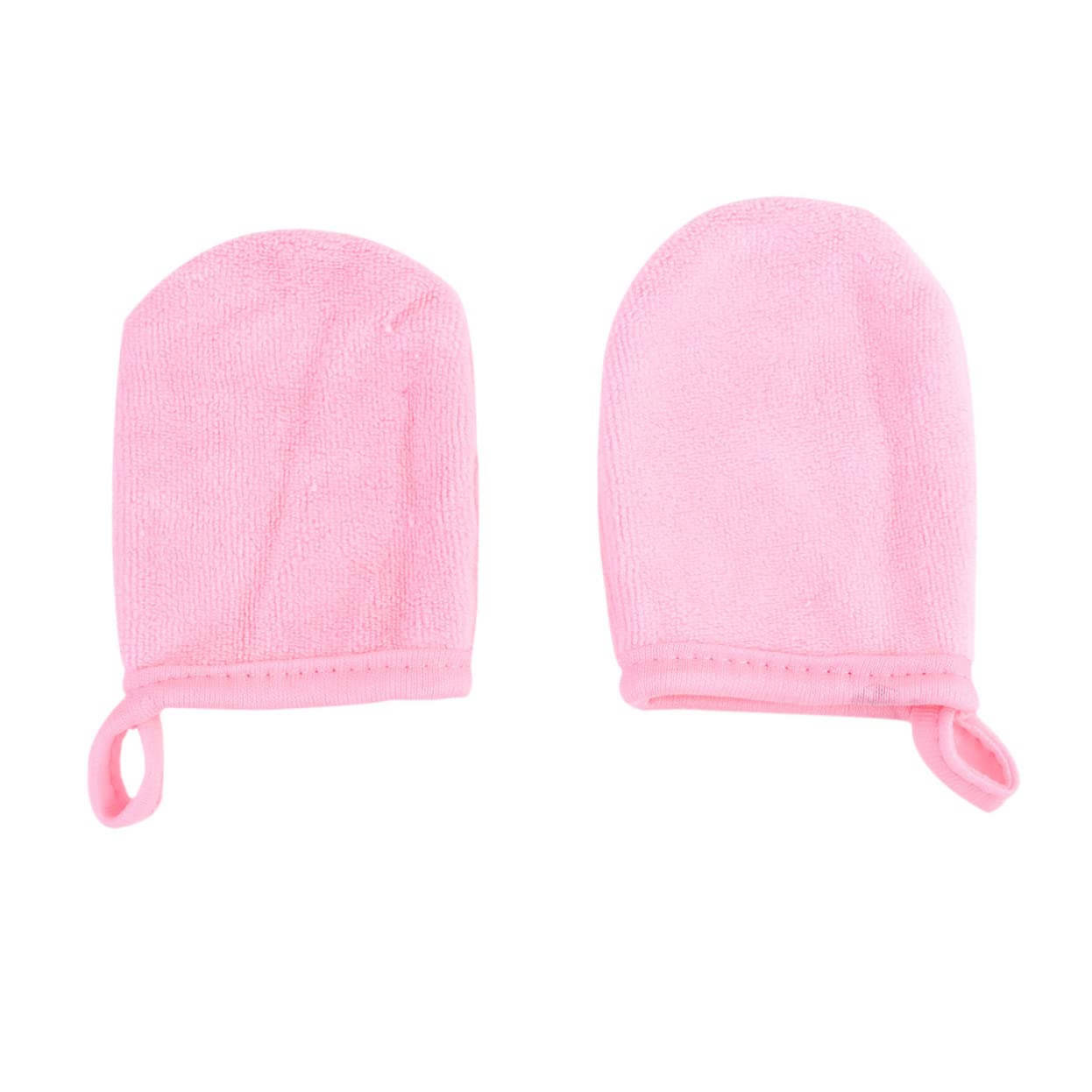 POPETPOP 9-Piece Makeup Remover Gloves & Face Wipes Set - Gentle Facial Cleansing, Body Scrub & Makeup Removal - Reusable Wash Cloths & Powder Puff (Pink) - Perfect for Travel, Spa Days & Daily Skincare Routine