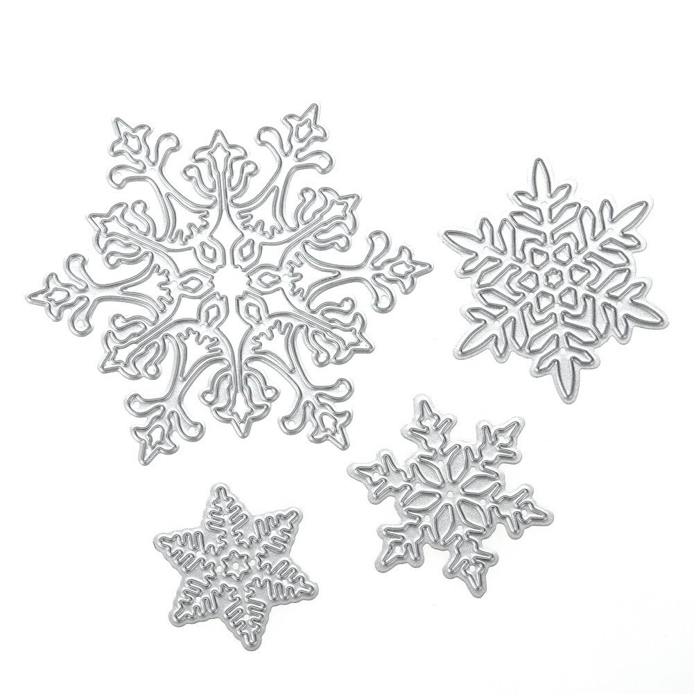 Whitelotous 4pcs Snowflake Metal Cutting Dies for DIY Scrapbooking, Card Making, Paper Crafts - Perfect for Holiday Cards, Gift Tags & Winter Decorations