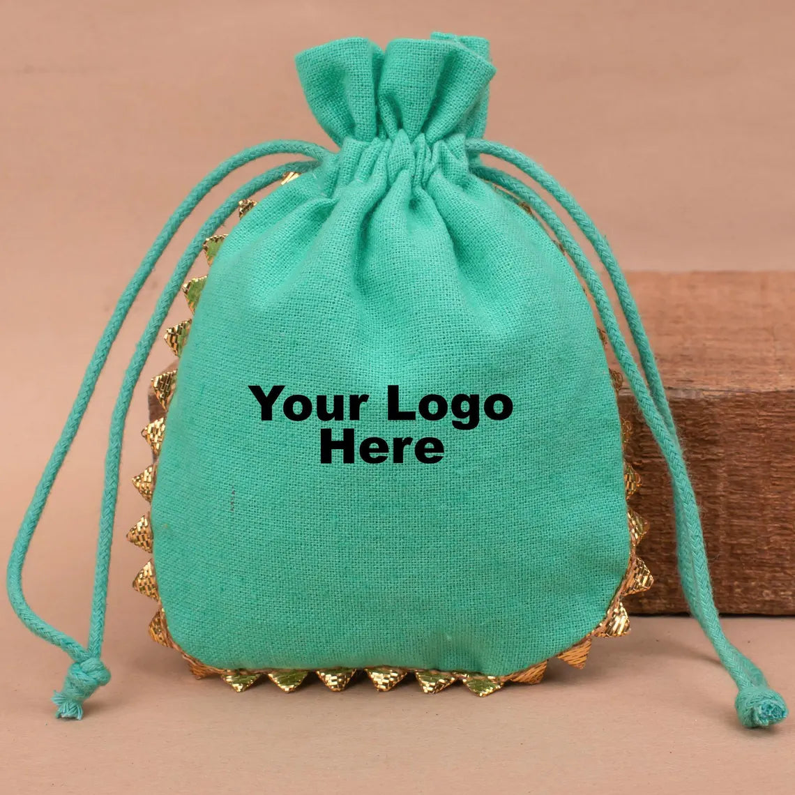 100 Vibrant Teal Designer Pouch with Playful Round Gold Lace - Handmade Clutch for Women | Perfect for Parties, Weddings & Special Occasions