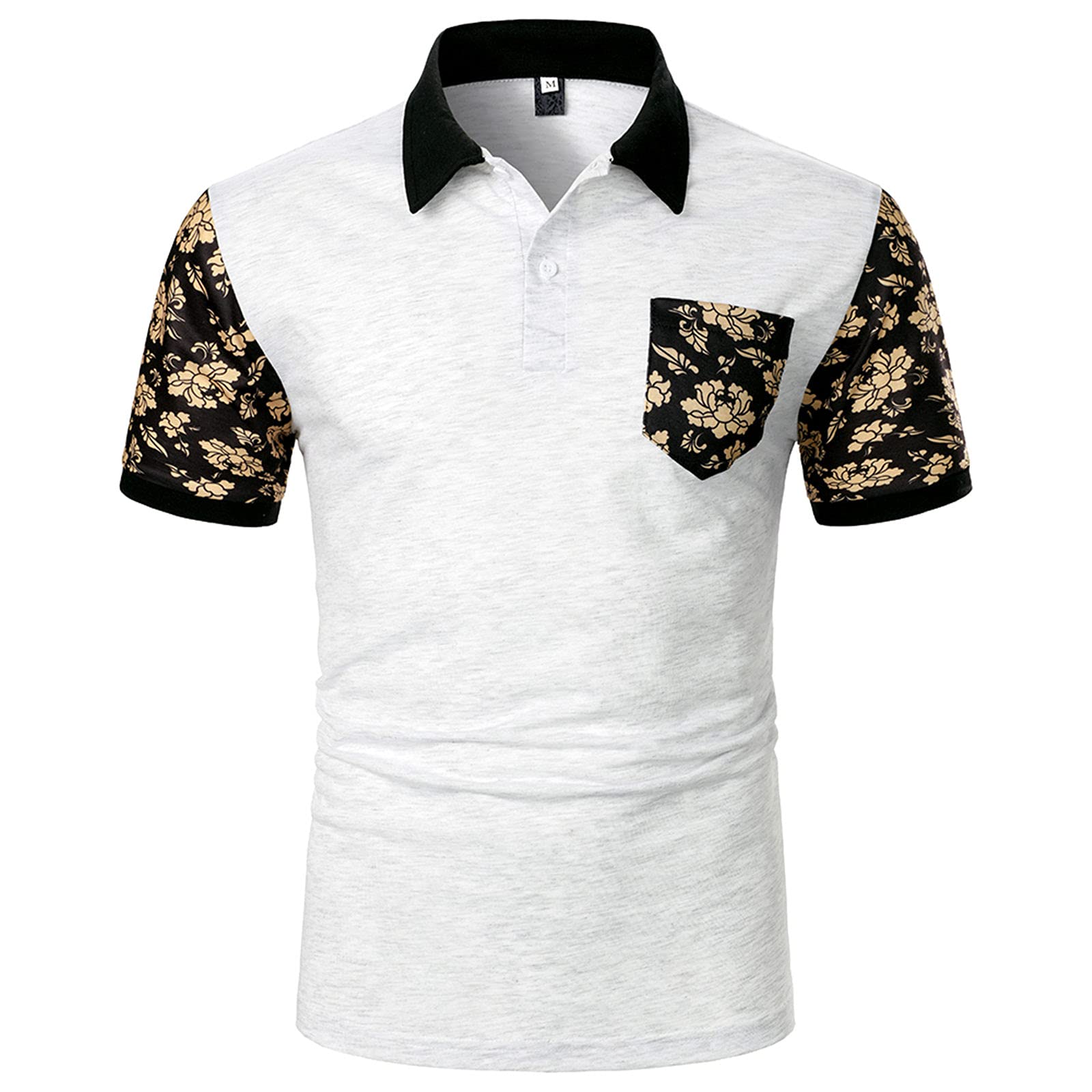 Men's Casual Short Sleeve Floral Print Button Down Shirt with Lapel Collar & Chest Pocket - Lightweight Summer Dress Shirt in Blue | Perfect for Beach Vacations, Outdoor Weddings & Office Casual Fridays
