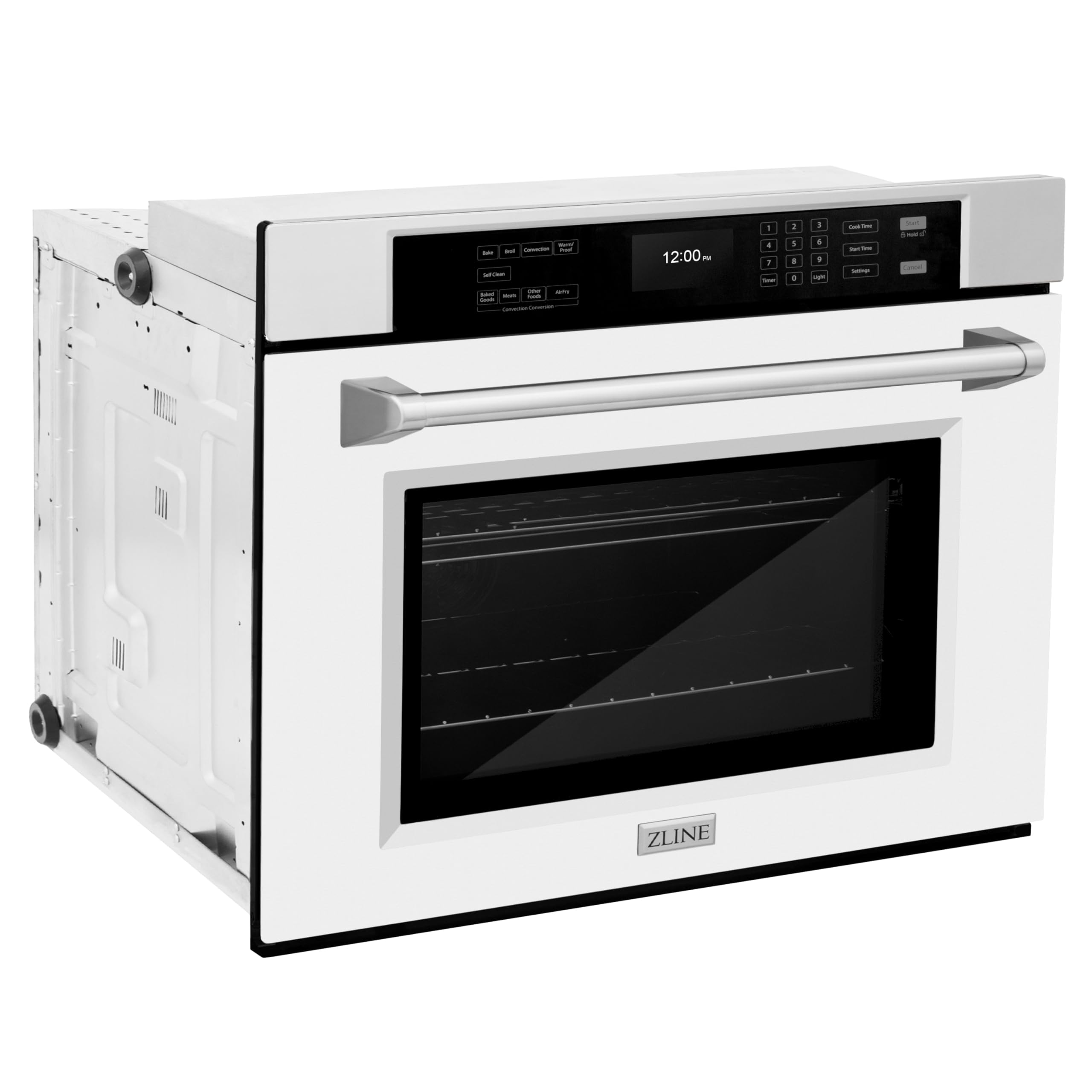ZLINE 30 Inch Stainless Steel Professional True Convection Single Wall Oven with Air Fry & Self-Clean, White Matte Door - Perfect for Home Chefs & Modern Kitchens (WAS-WM-30)