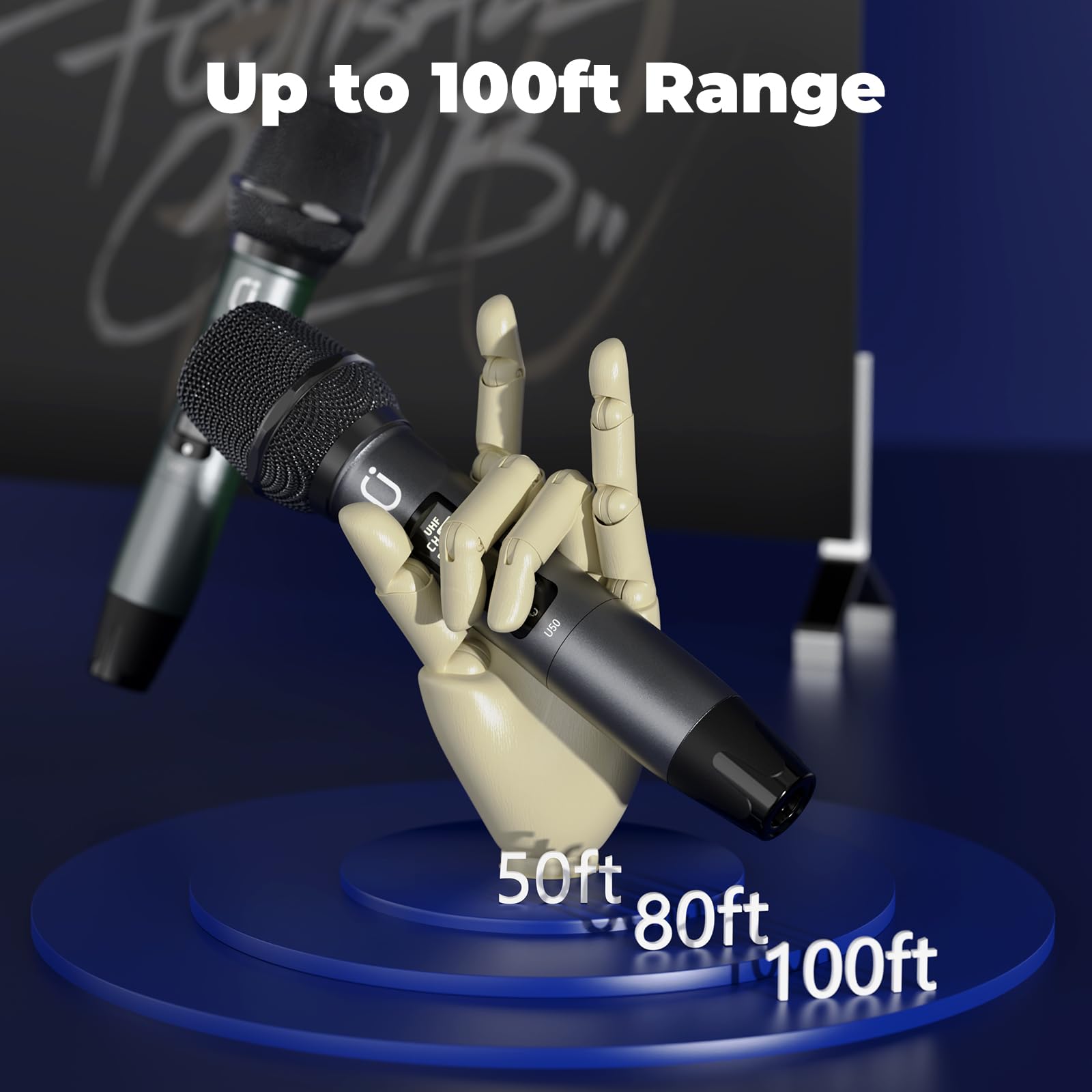 Professional UHF Wireless Microphone System - Dual Dynamic Karaoke Microphones with Rechargeable Receiver, Plug & Play for Home Parties, Live Performances & Stage Shows