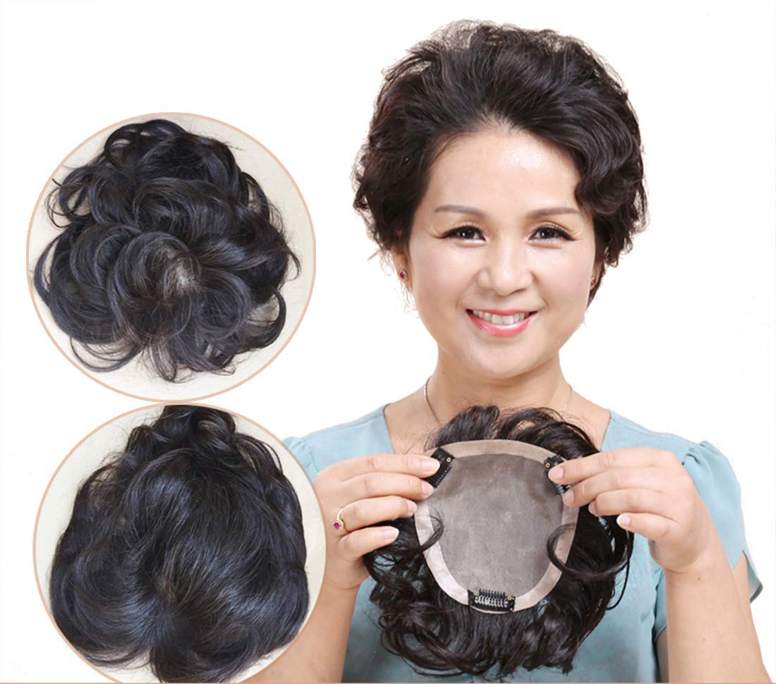 Fluffy Natural Wavy Human Hair Topper for Women with Thinning Hair - 4.7