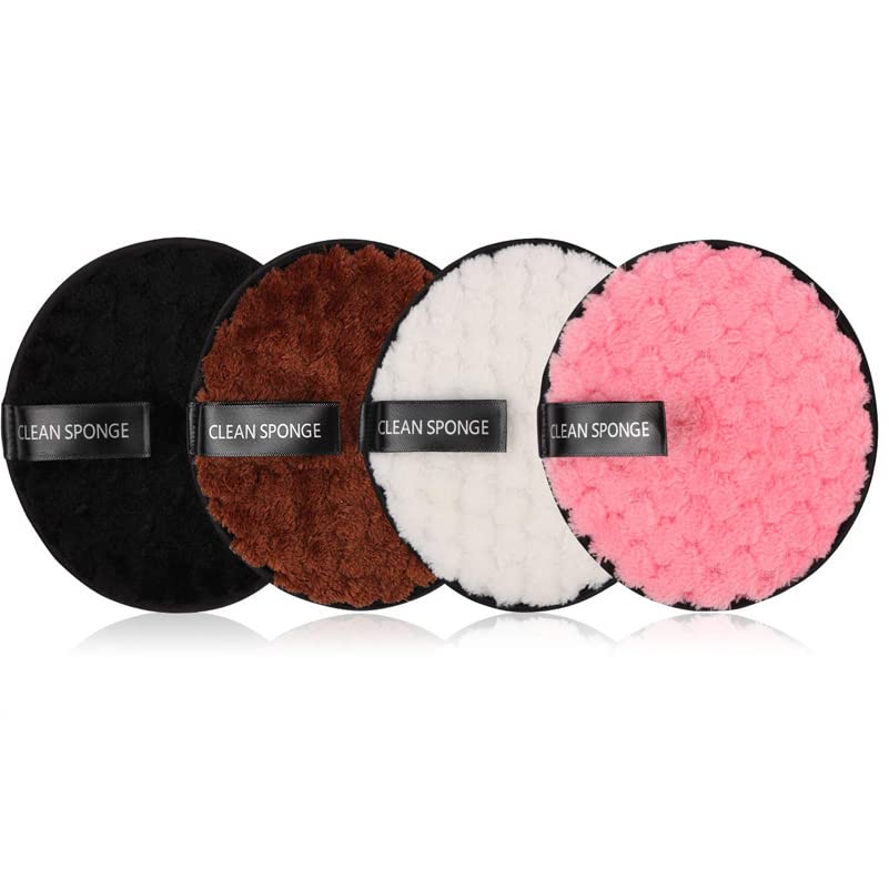 KitchenFest® Reusable Microfiber Makeup Remover Pads - Gentle Face Cleansing for Foundation, Mascara & Eyeliner - Washable Cosmetic Puffs (Pack of 3) - Perfect for Travel, Daily Skincare & Eco-Friendly Beauty Routine