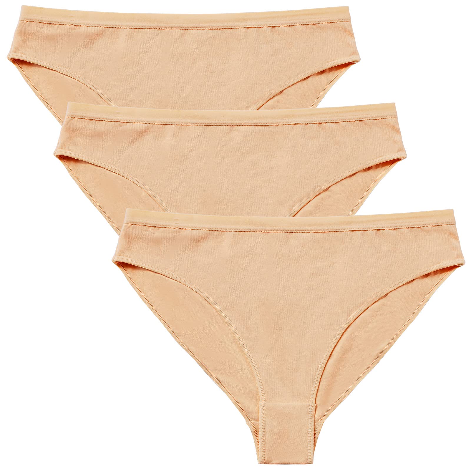3 Packs High Cut Seamless Dance Underwear - Ballet & Gymnastic Briefs for Women, Tan Color, Comfortable Performance Shorts - Perfect for Ballet Class, Yoga, Gymnastics & Dance Practice