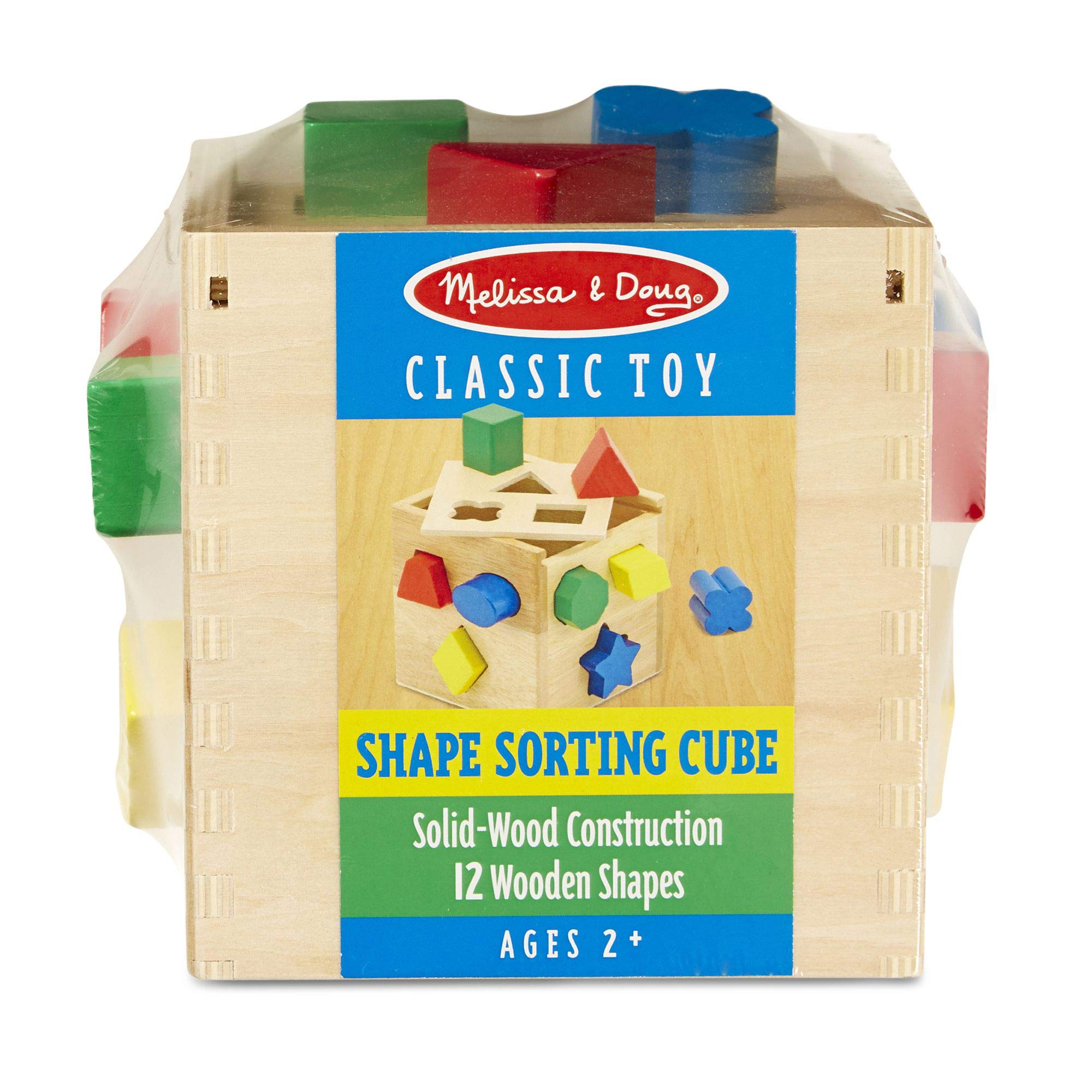 Wooden Shape Sorting Cube & Scratch Art Mini-Pad Bundle - Educational Toddler Toys for Shape Recognition & Creative Play - Perfect for Preschool Learning, Montessori Activities & Birthday Gifts