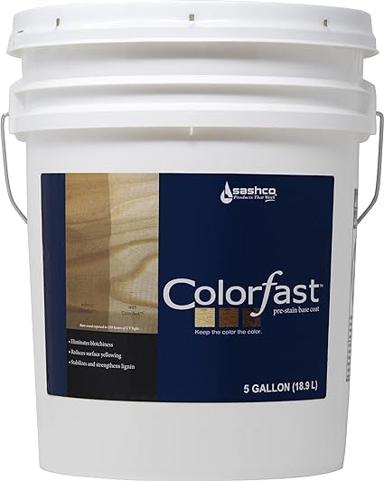 Sashco Colorfast Pre-Stain Base Coat - 5 Gallon Pail, Clear Wood Stain Sealer - Professional Grade for Decks, Fences & Outdoor Wood Projects