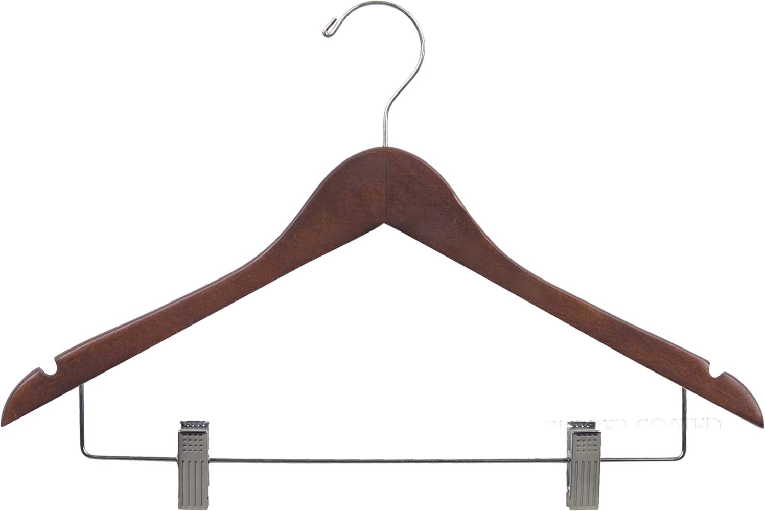Premium Rubberized Wooden Hangers with Walnut Finish - Adjustable Cushion Clips, Chrome Hook & Notches (50-Pack) by The Great American Hanger Company - Perfect for Closet Organization, Dry Cleaning & Delicate Garment Storage