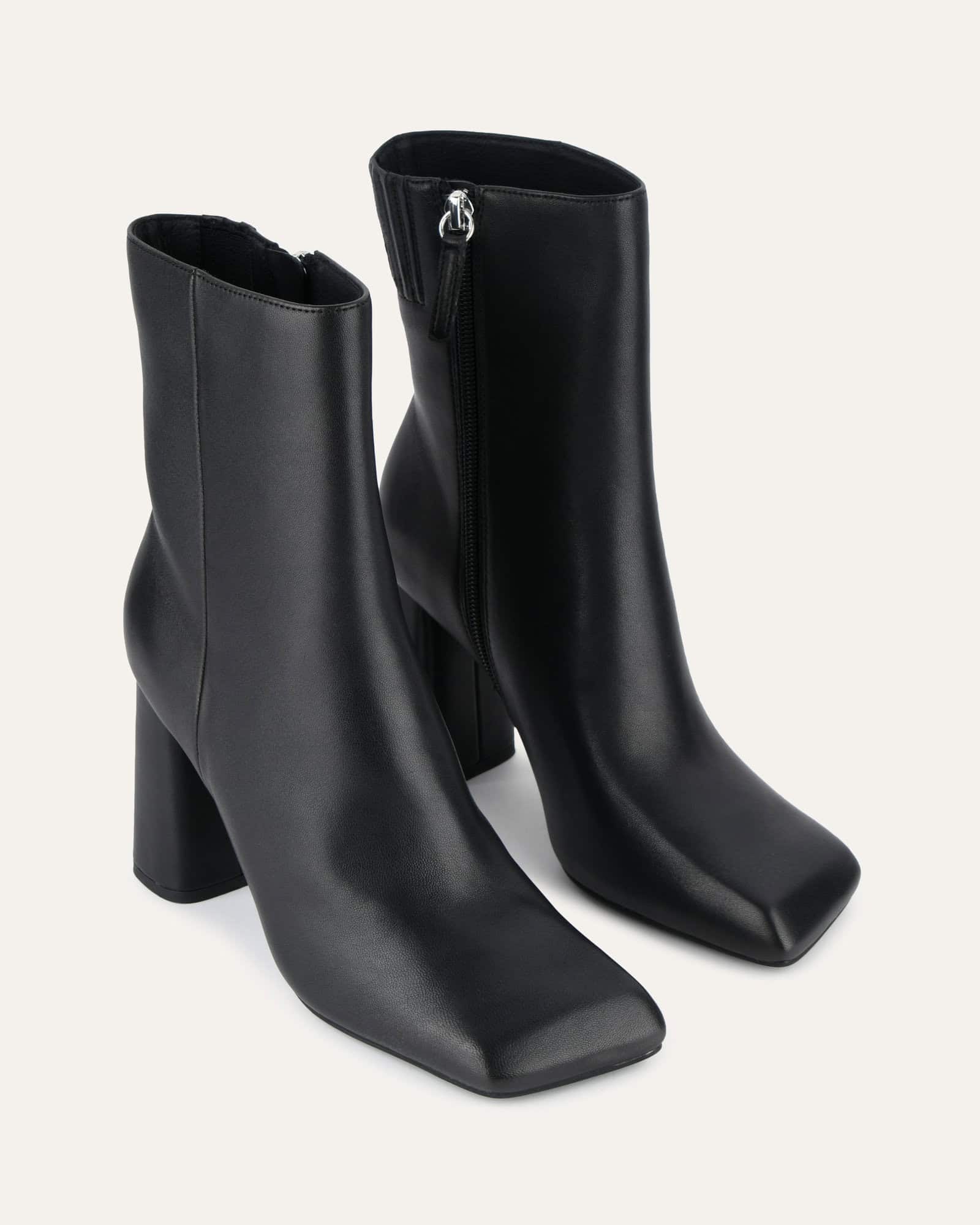 PARSON HIGH ANKLE BOOTS - Black Leather Women's Boots for Fall & Winter Fashion, Comfortable Ankle Booties for Casual Outfits and Office Wear