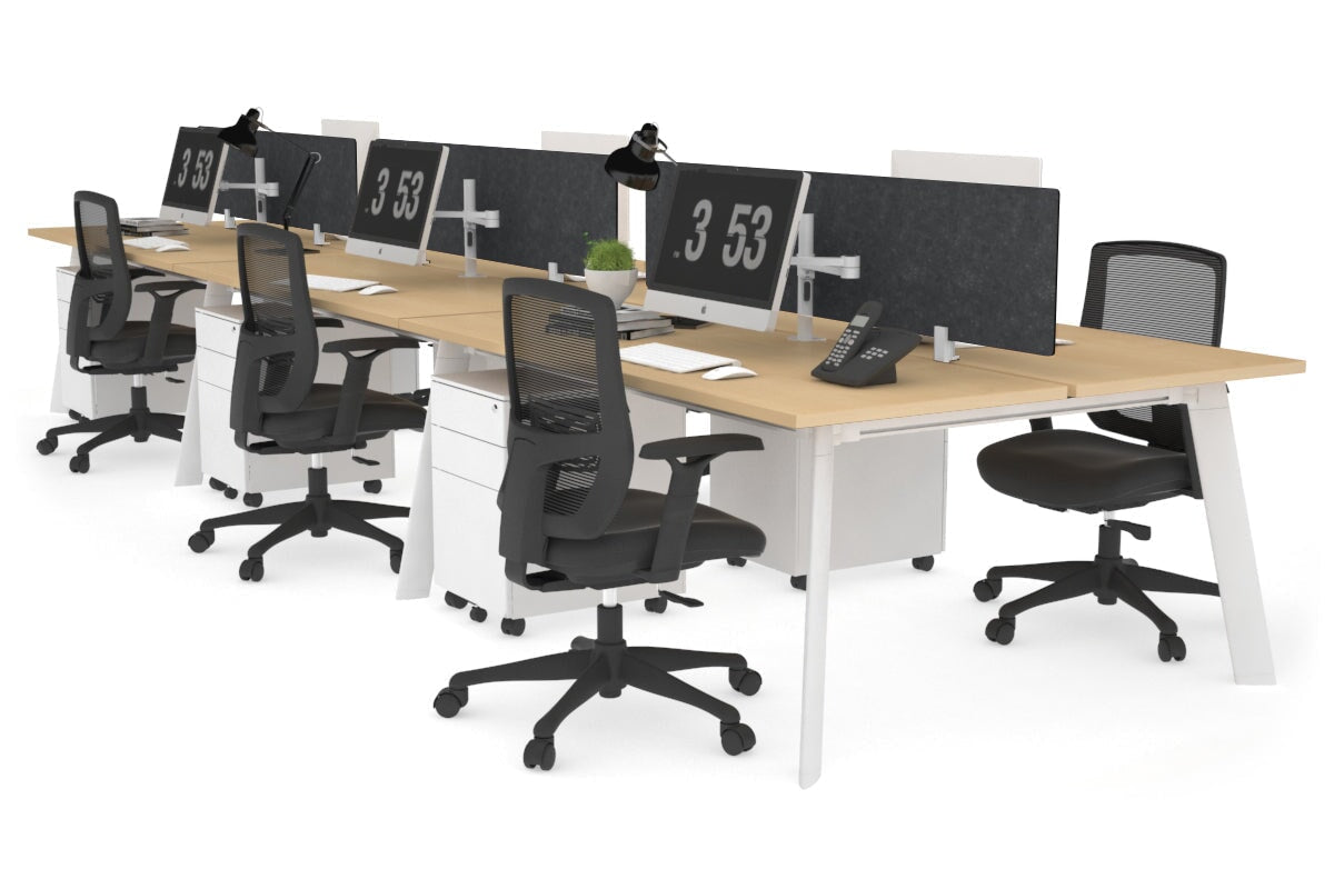 6-Person Workstation with White Frame - 1400L x 700W Dimensions - Ideal for Office, Coworking Spaces & Home Offices