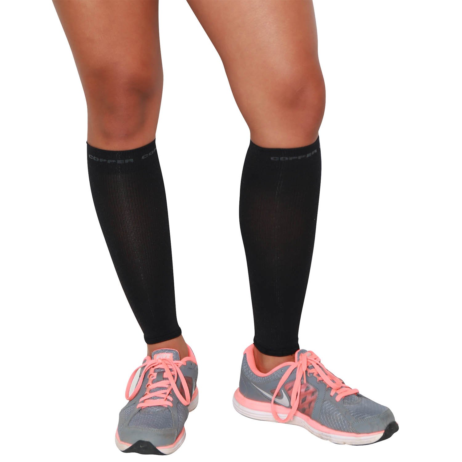 PureCompression Copper Infused Running Leg Sleeves - Compression Socks for Runners & Athletes - Improve Circulation & Recovery for Jogging, Gym Workouts & Sports Performance