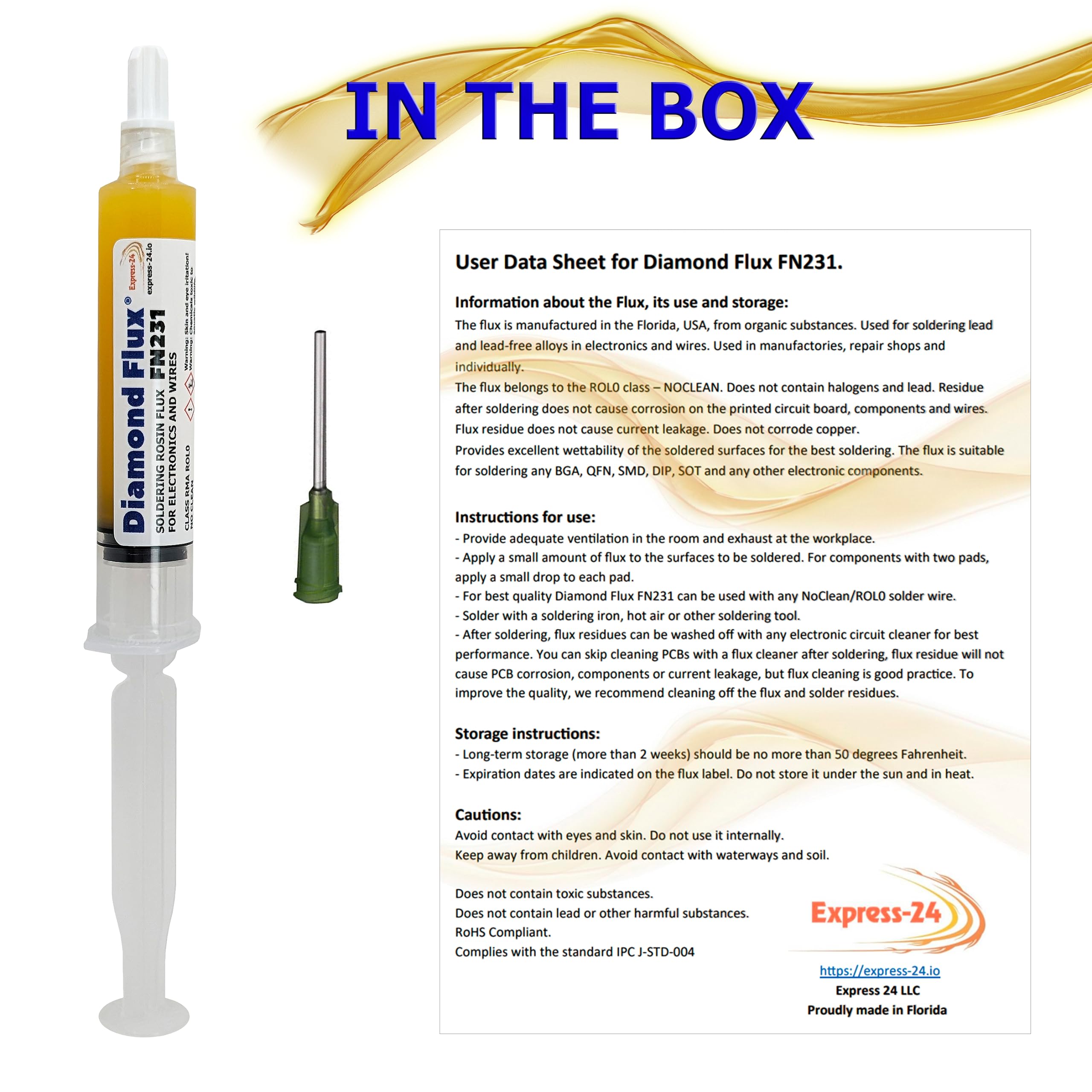 FN231 NoClean Soldering Flux Paste Gel - 10g Syringe for Electronics Repair, PCB Soldering, and Circuit Board Maintenance | Ideal for DIY Projects and Professional Use