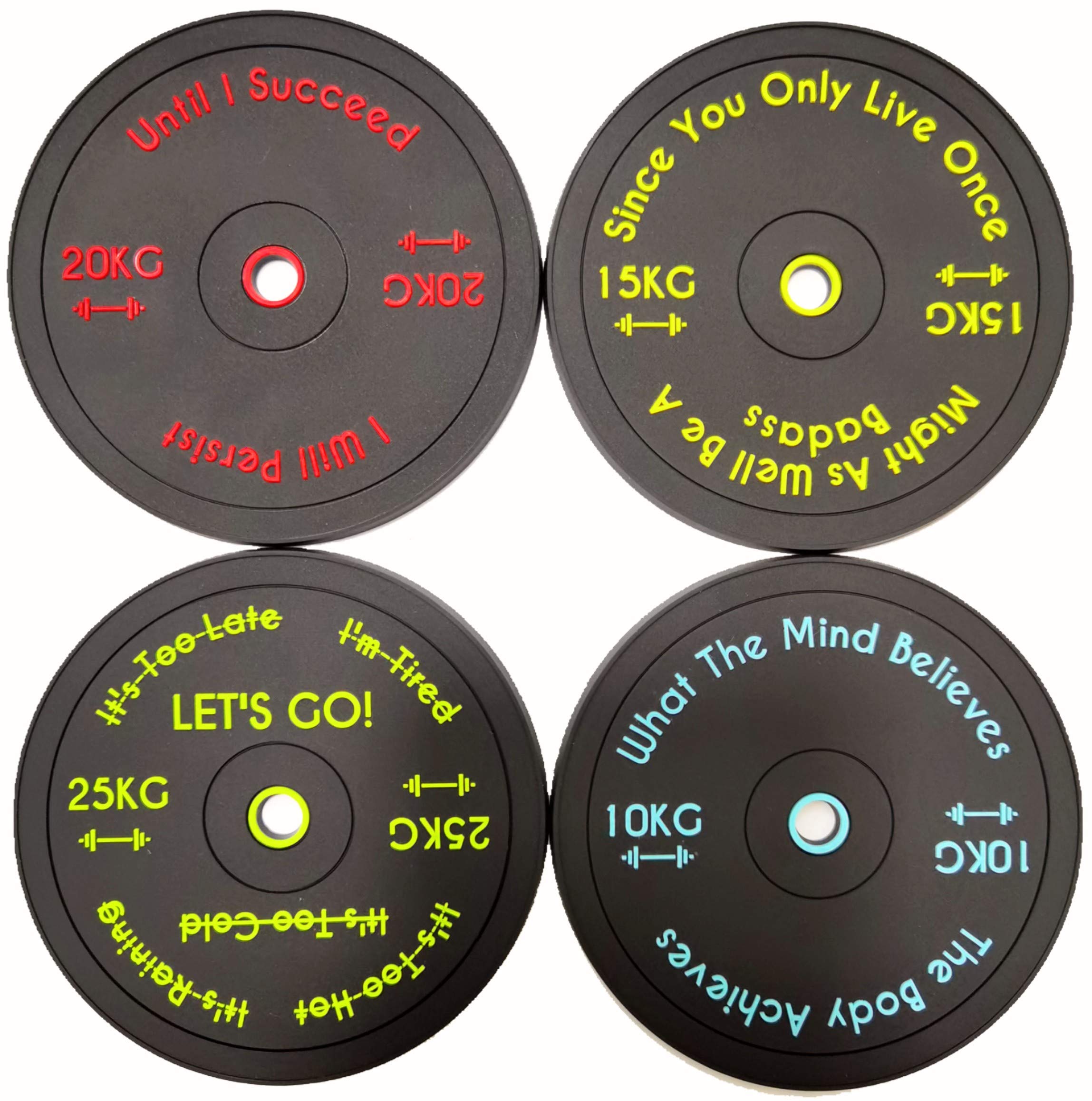 Non-Slip Weight Plate Coasters Set of 4 - Durable Gym & Fitness Drink Coasters - Perfect for Weightlifting, Sports, Athletes & Home Decor - Great for Protecting Tables from Sweat & Water Rings