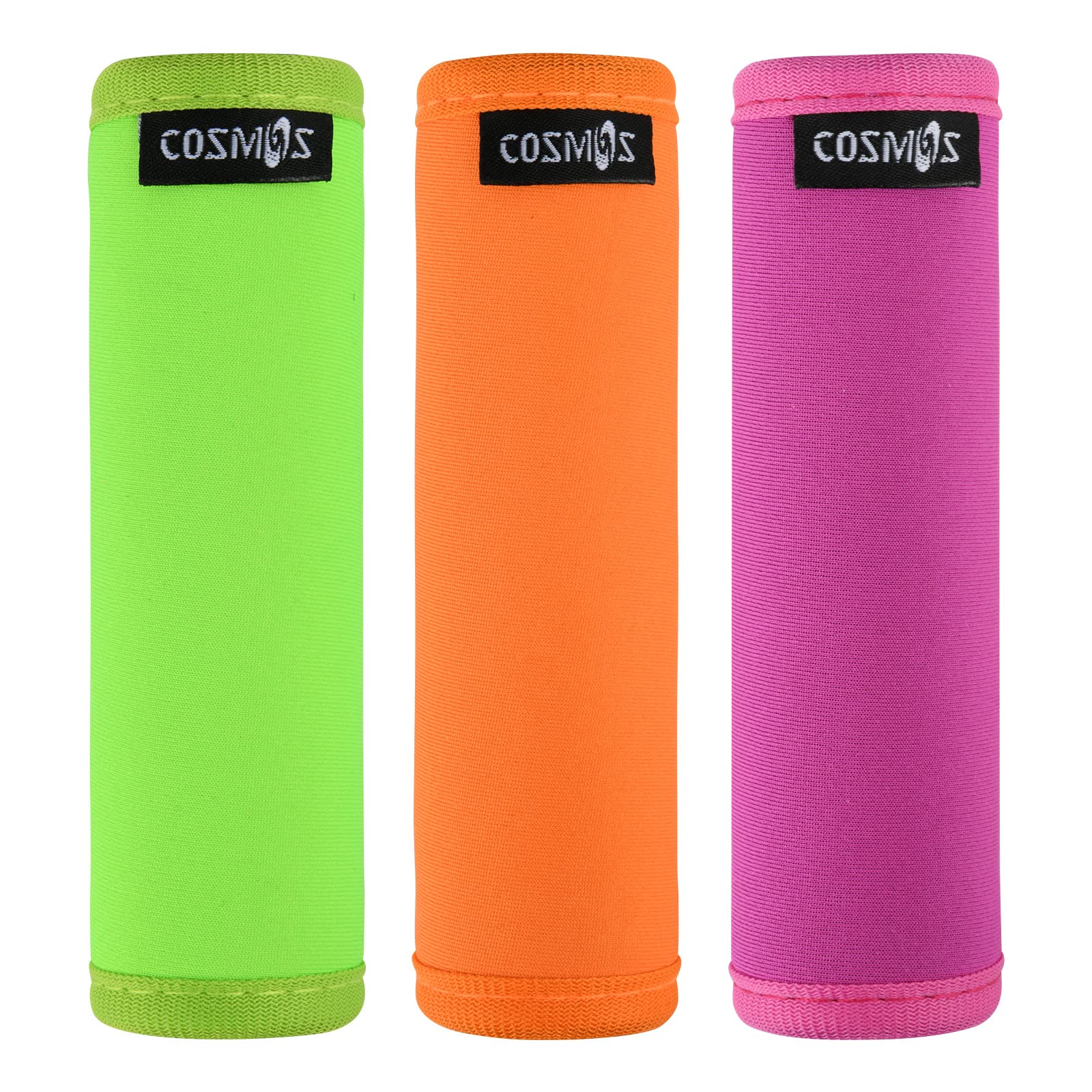 Cosmos 3-Piece Neoprene Luggage Handle Covers - Soft Detachable Grip Protectors for Suitcases, Travel Bags & Trolleys (3 Colors) - Perfect for Airport Identification & Comfortable Travel Accessories