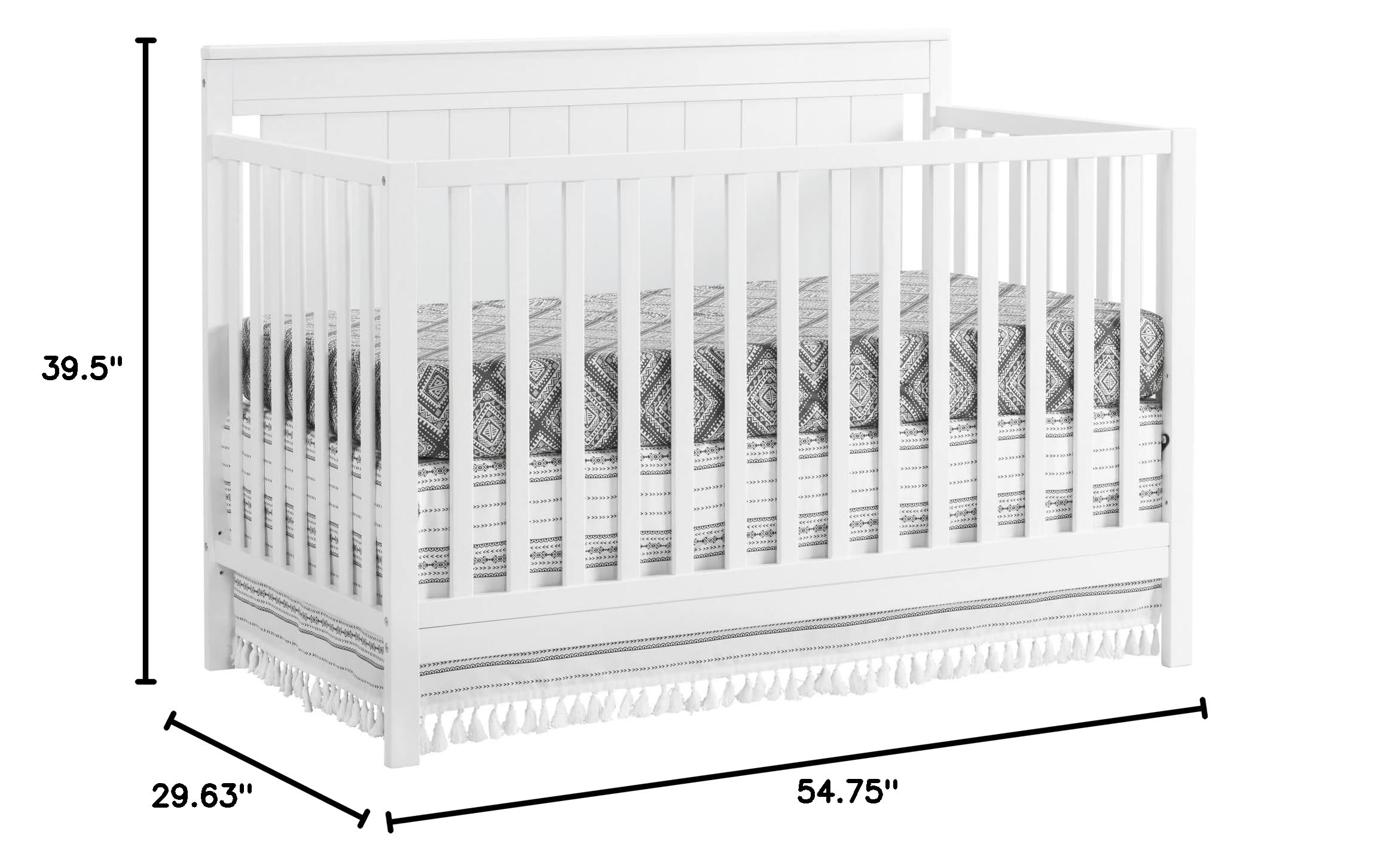Oxford Baby Lazio 4-in-1 Convertible Baby Crib - Snow White, Greenguard Gold Certified, Safe Nursery Furniture for Newborn to Toddler | Perfect for Nursery, Daycare & Guest Room