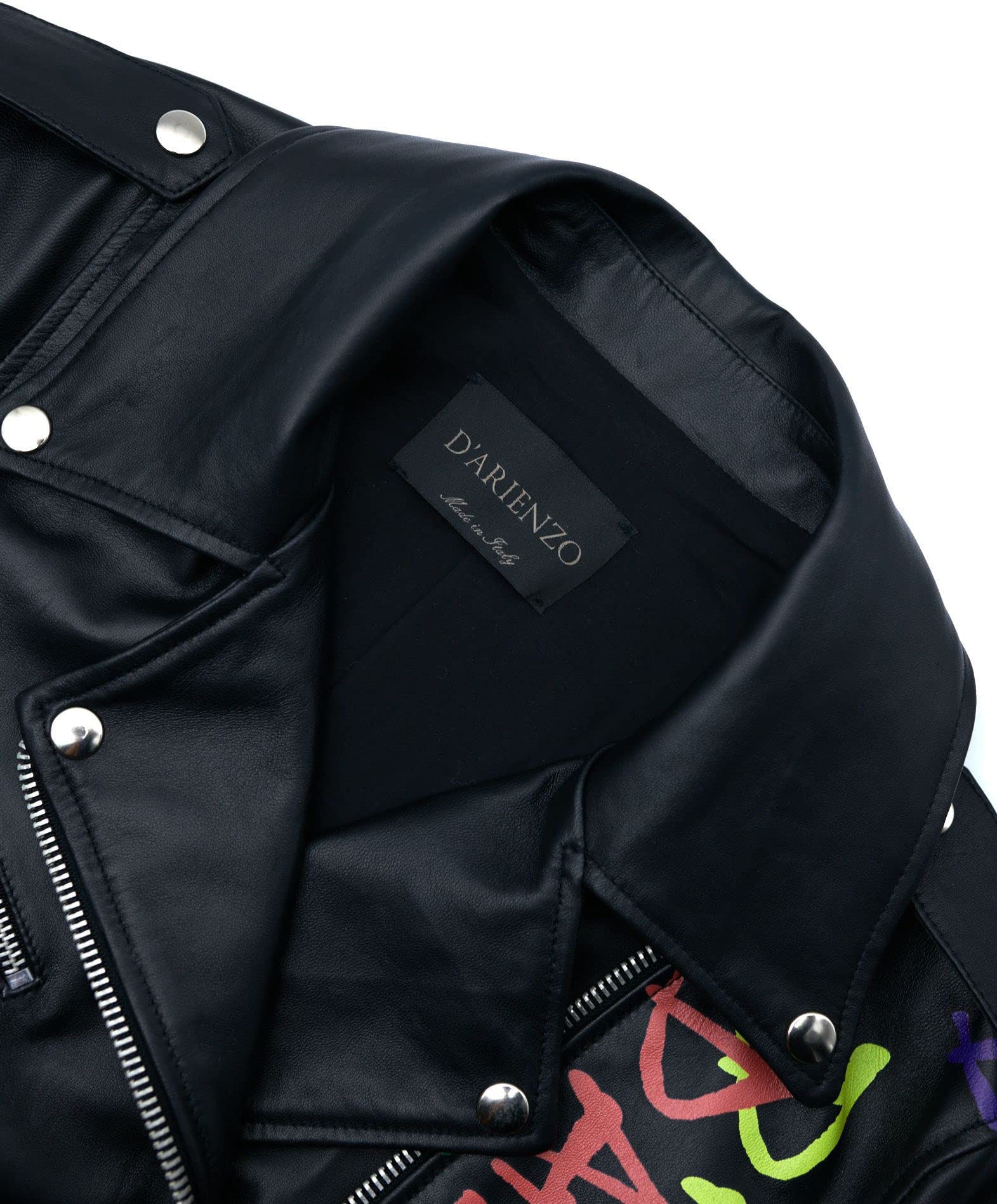 D'Arienzo Black Oversize Biker Jacket for Women - Genuine Italian Leather Custom Laser Motorbike Jacket | Perfect for Motorcycle Riding, Casual Outfits & Fashion Statements