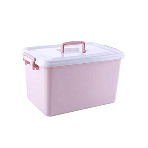 WOCOYO Plastic Storage Box with Attached Lid - Organizer Container for Toys, Clothes, Snacks, Home & Office Organization (Blue/Gray/Pink, 3 Sizes: S/M/L) - Perfect for Closet, Pantry, Kids Room & Travel Storage