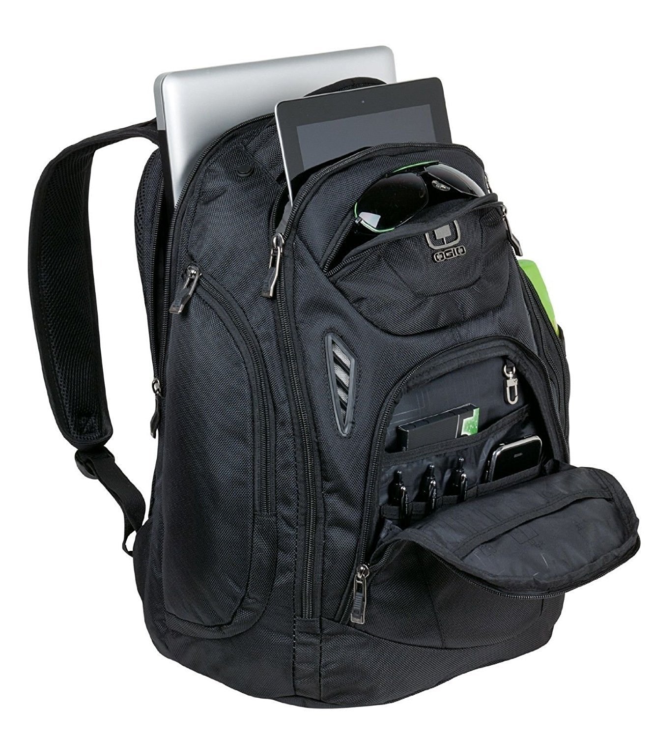 OGIO 411065 Mercury 17英寸商务旅行笔记本电脑双肩背包，黑色，适合办公通勤与短途旅行