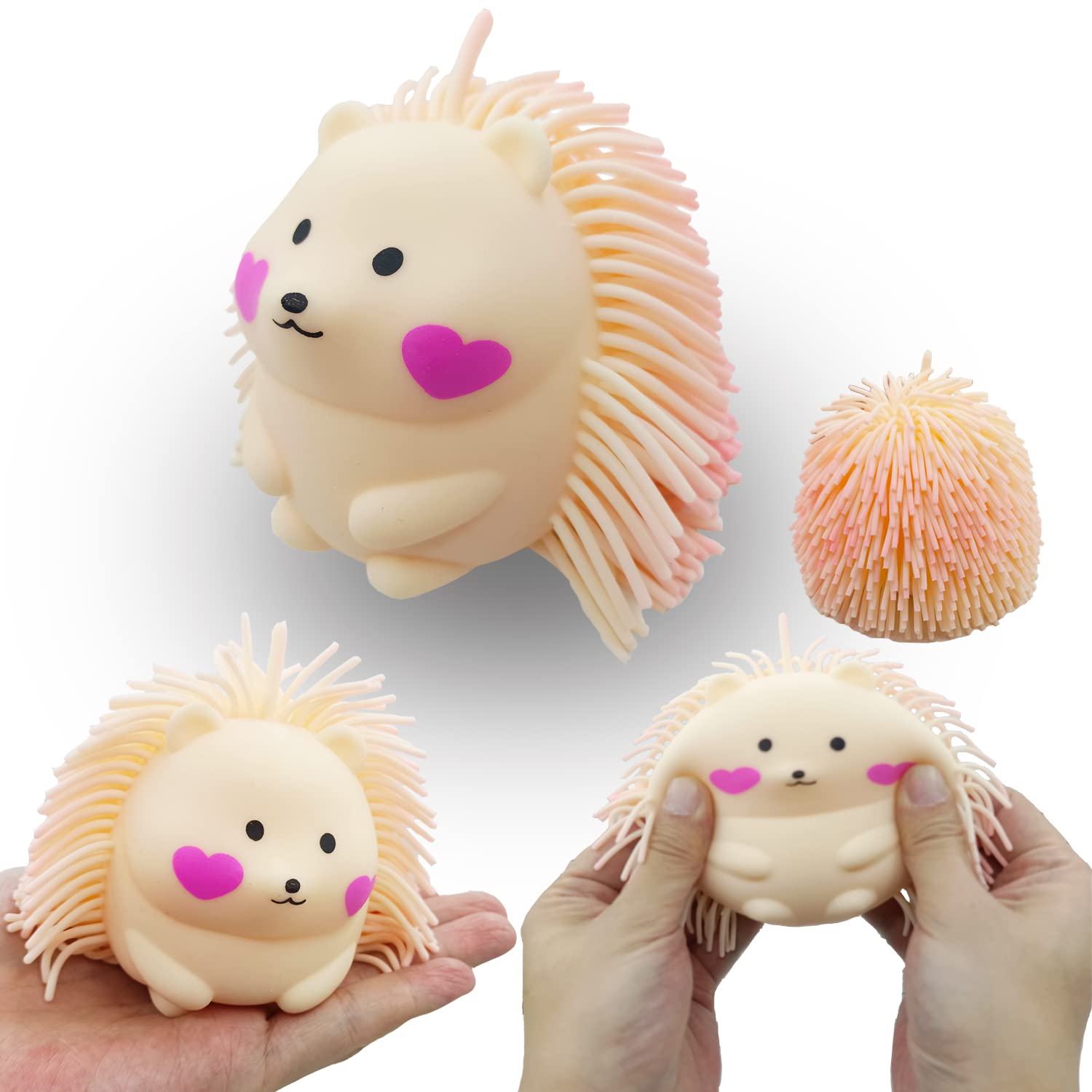 WayFengLi Funny Cute Hedgehog Stress Ball Toys - Anxiety Relief Squeeze Toys for Kids & Adults, Sensory Fidget Toys for Stress & ADHD - Perfect Gift for Birthday, Office, Halloween, Christmas, Easter (Pink) | Great for Classroom, Therapy, Travel & Home Relaxation