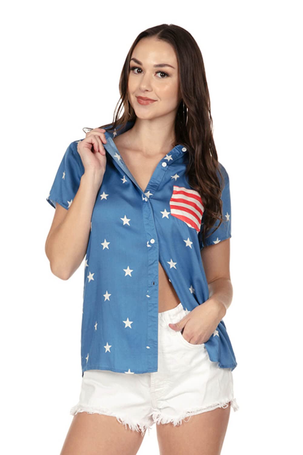 Patriotic 4th of July Shirts for Women - American Flag Button Down Tops | Perfect for Independence Day Parties & Summer BBQs