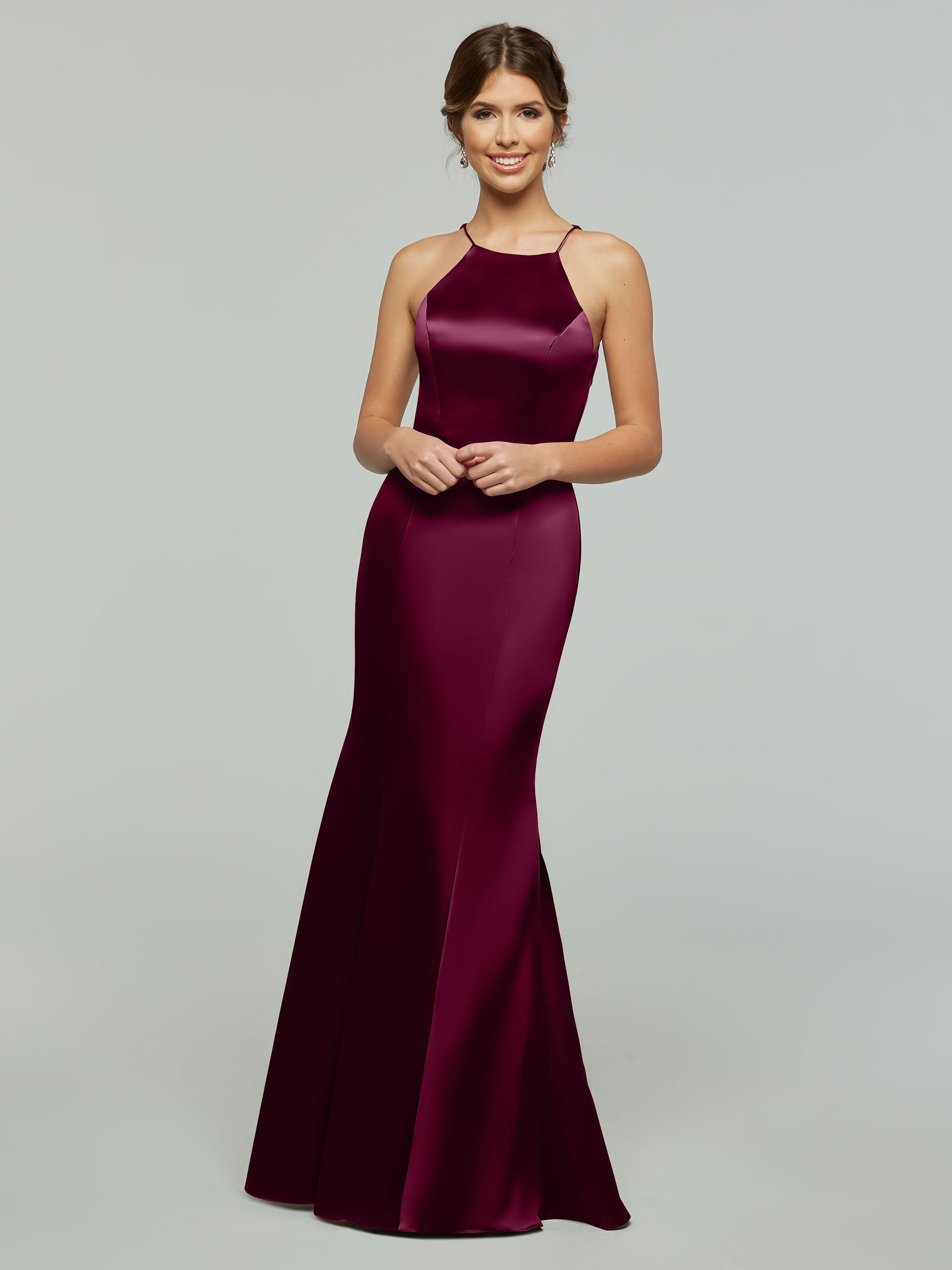 Elegant Mermaid Satin Bridesmaid Dress with Halter Neckline - Perfect for Weddings, Prom & Formal Events - Style #80071